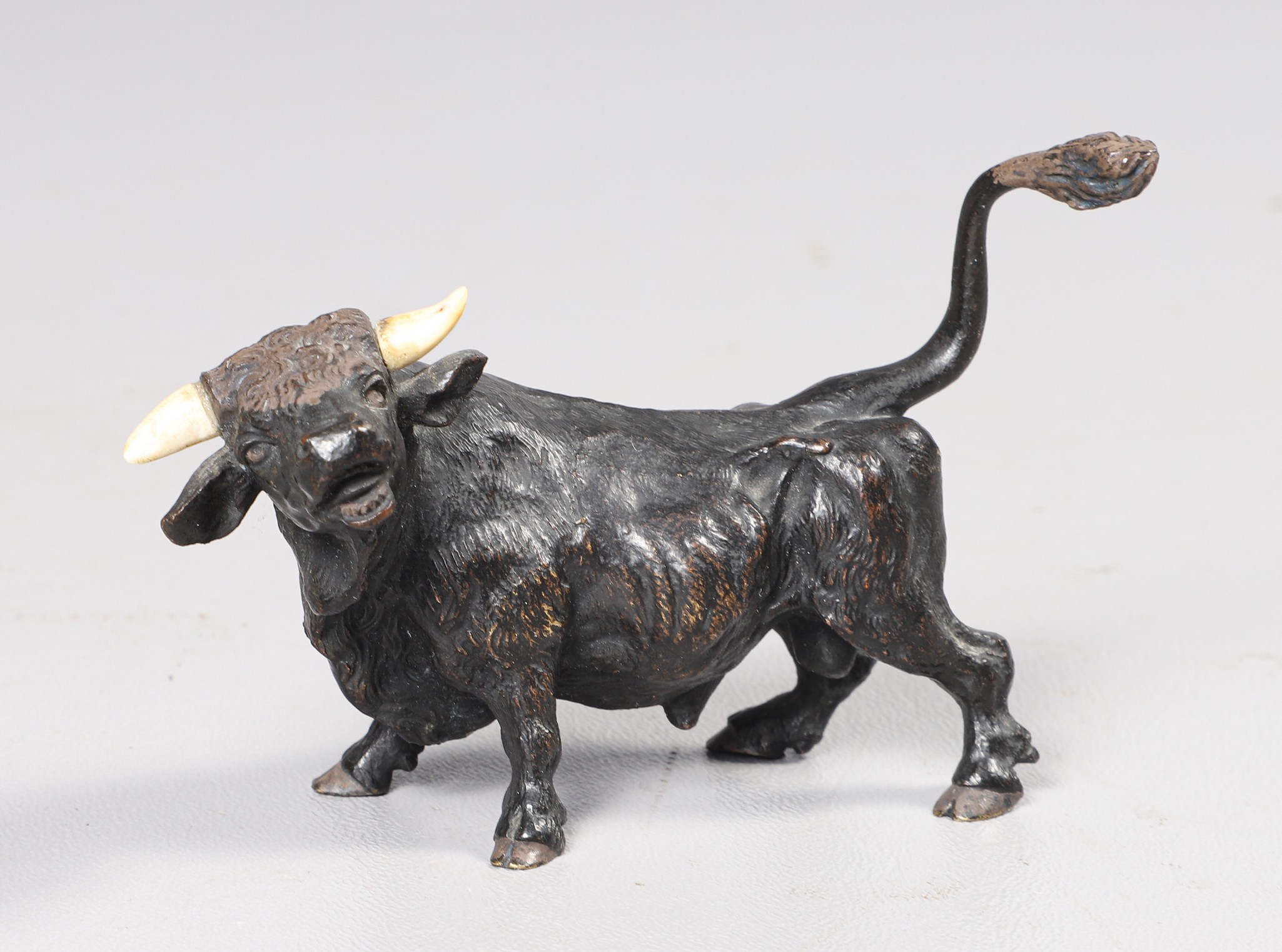 Cold painted bronze bull after Bergman,