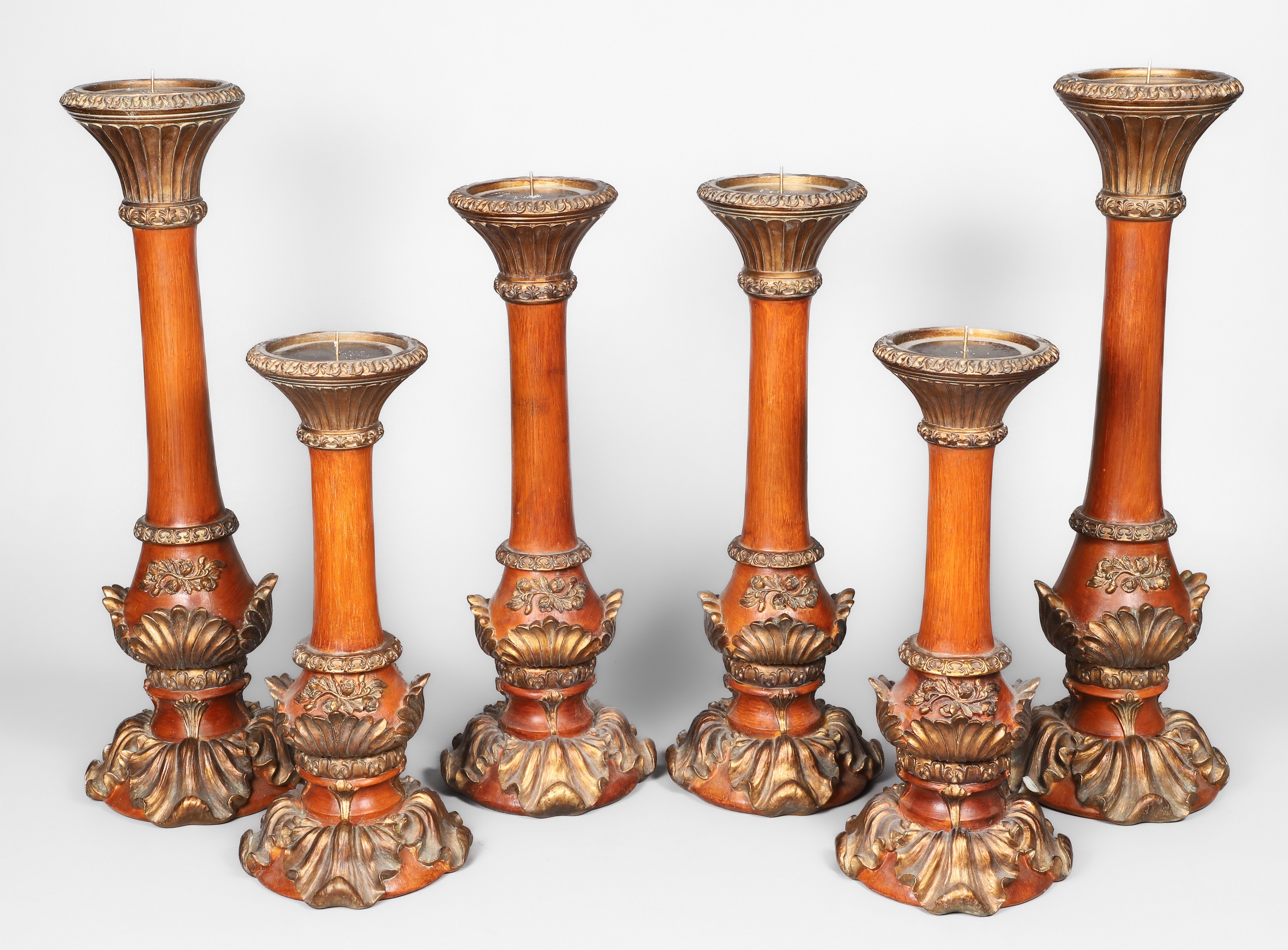 (3) Rococo style candlestick pair,