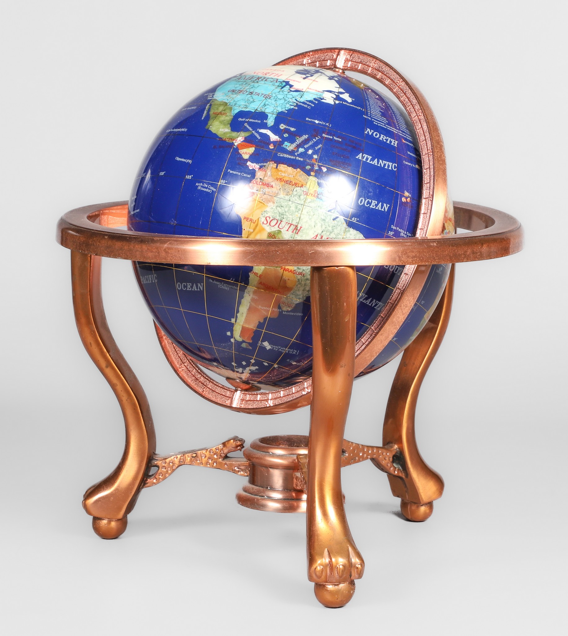 Semi-Precious Stone Inlaid Globe on