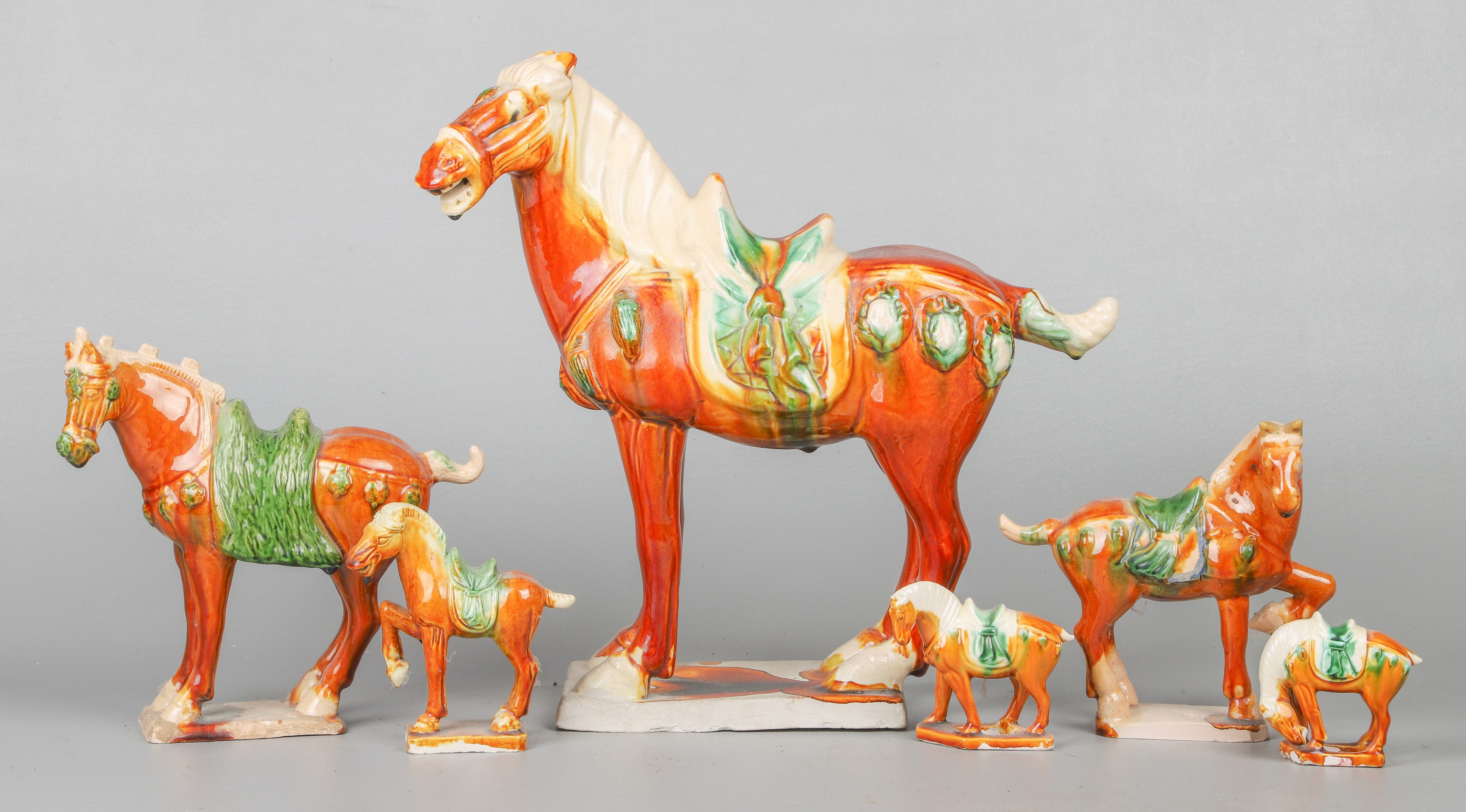 (6) Chinese Tang style pottery horse