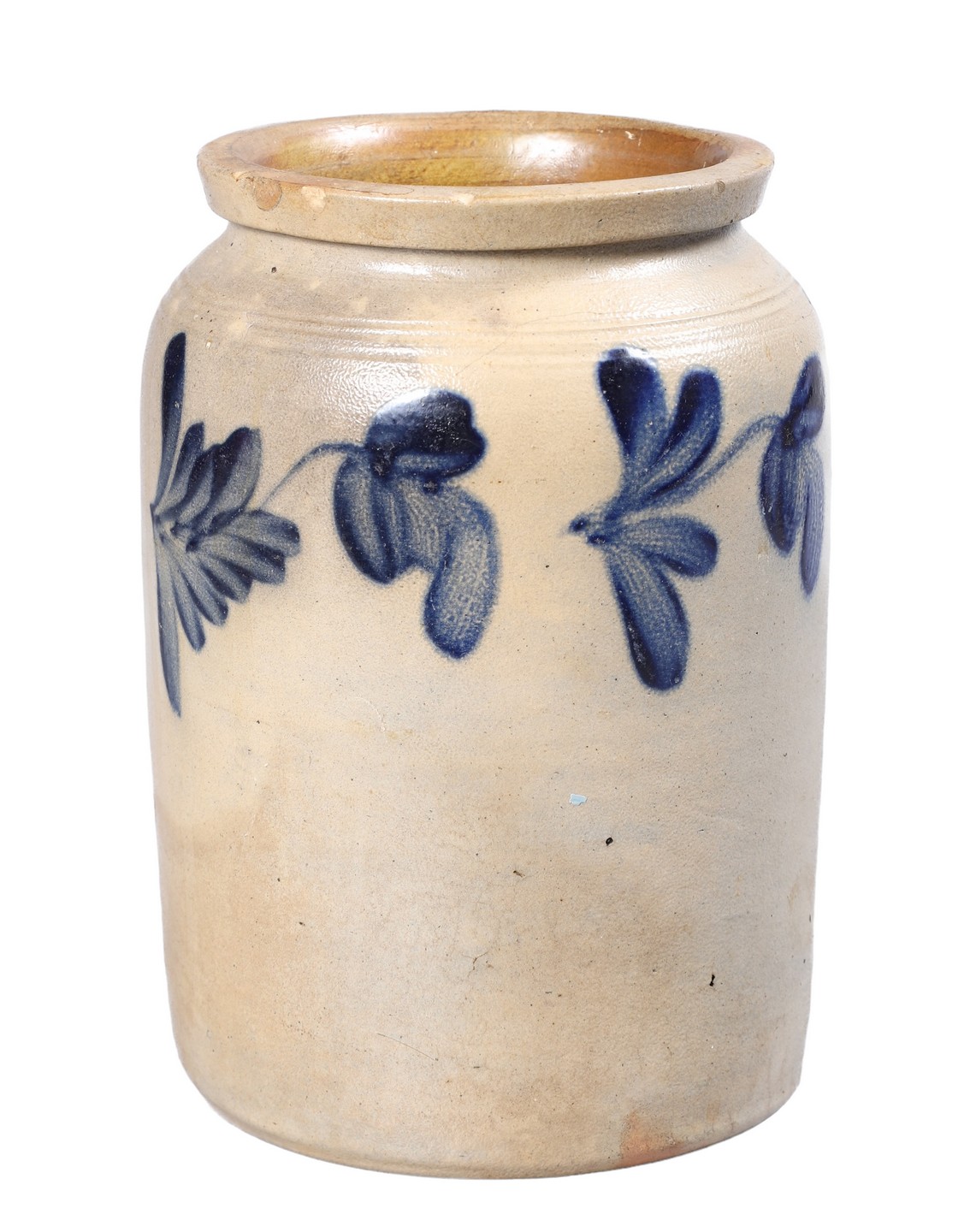 Blue decorated stoneware fruit jar,
