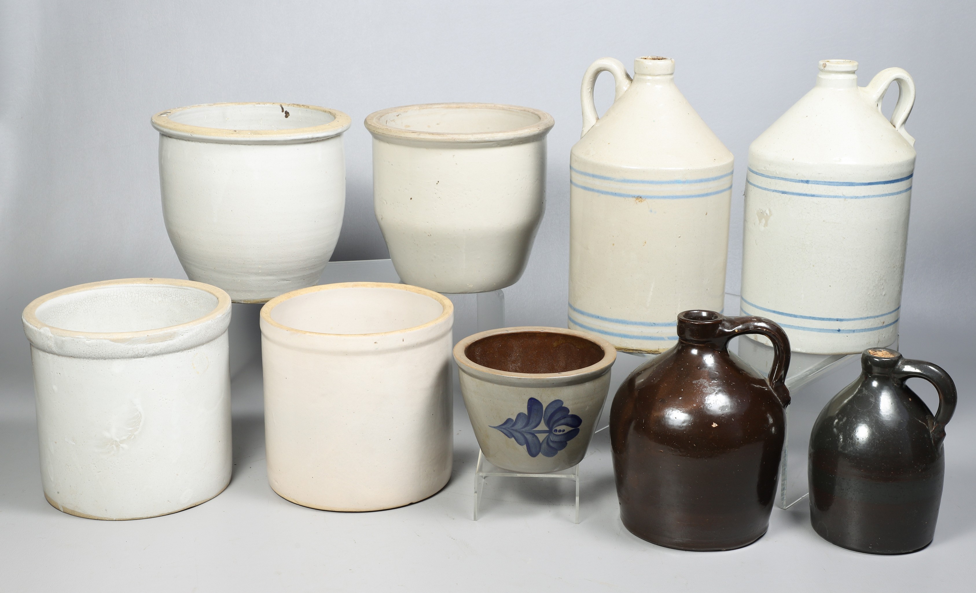 (9) Stoneware crocks and jugs to