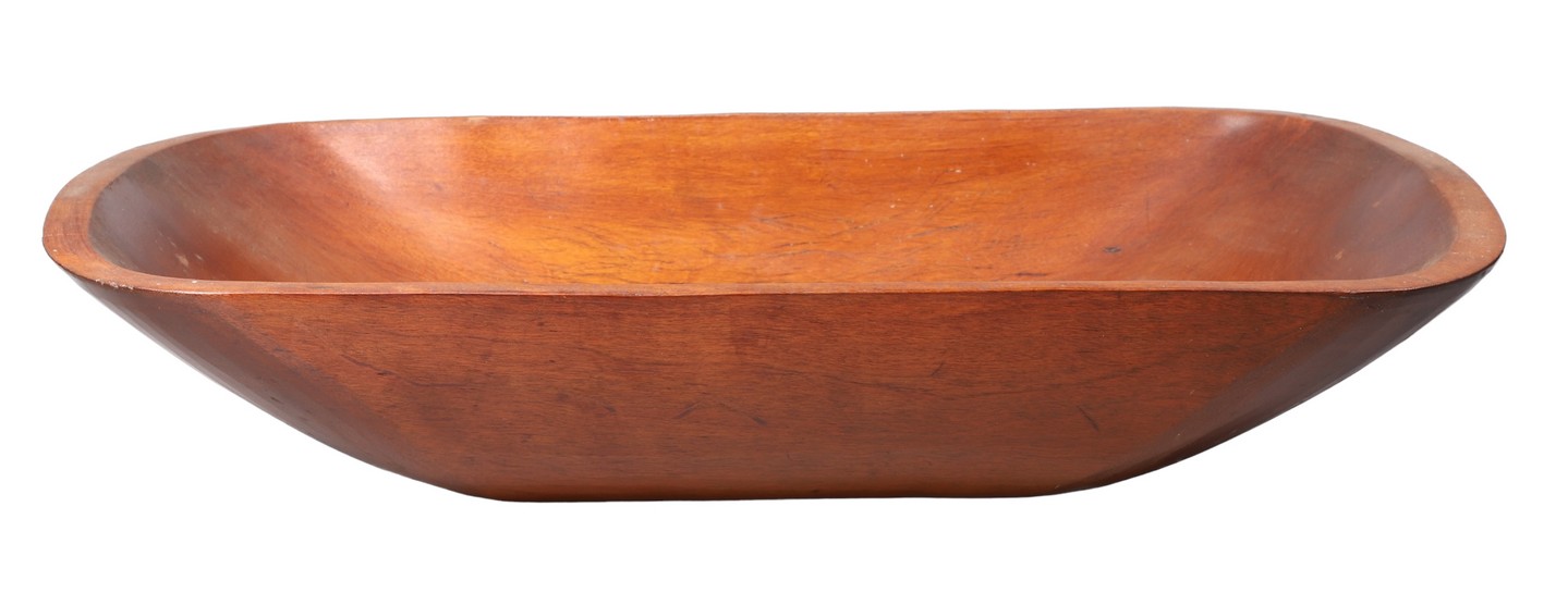 Carved wood trencher bowl, rounded
