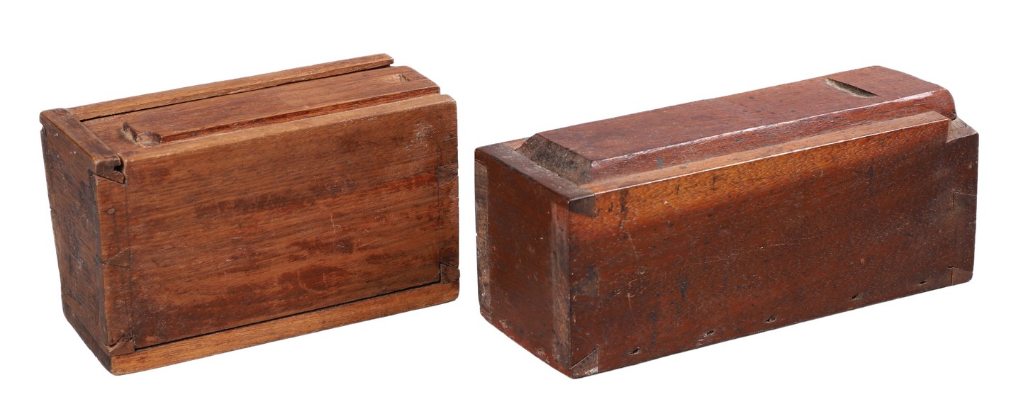 (2) Diminutive wood candle boxes,