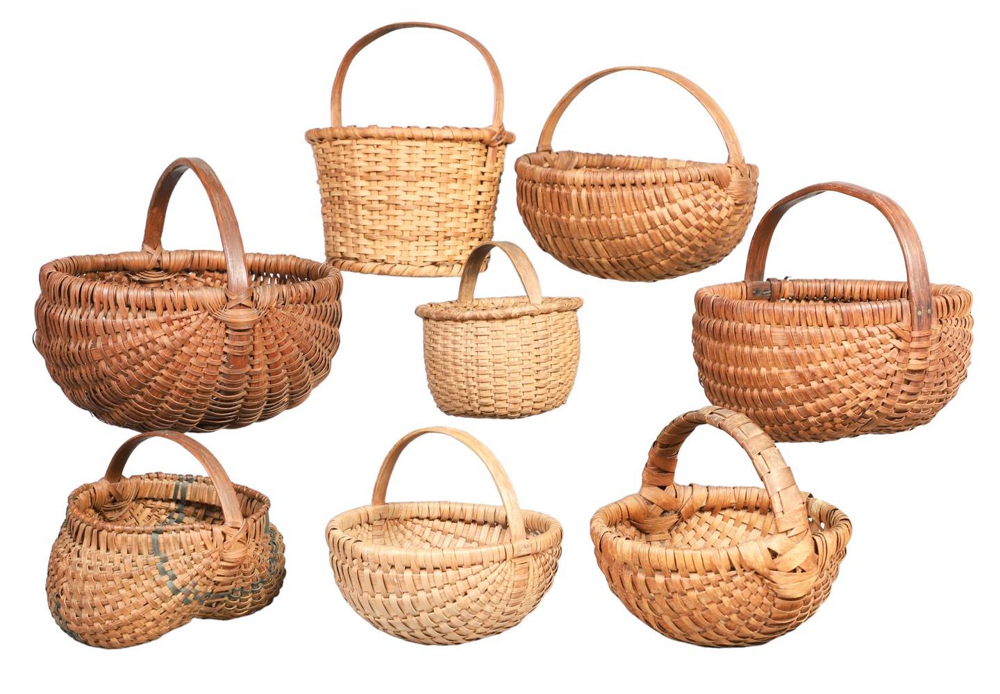  8 Small splint baskets to include 2e0934