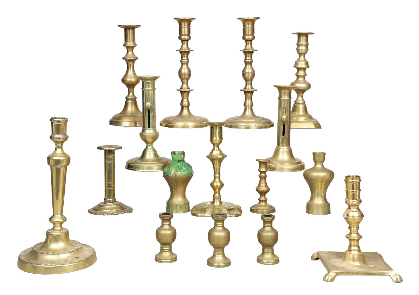  16 18th 20th C Brass Candlesticks 2e093c