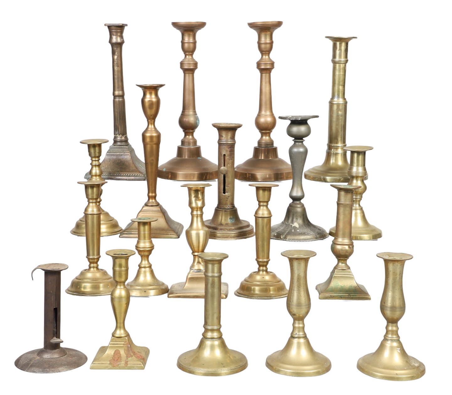 (19) 19th C Candlesticks to include