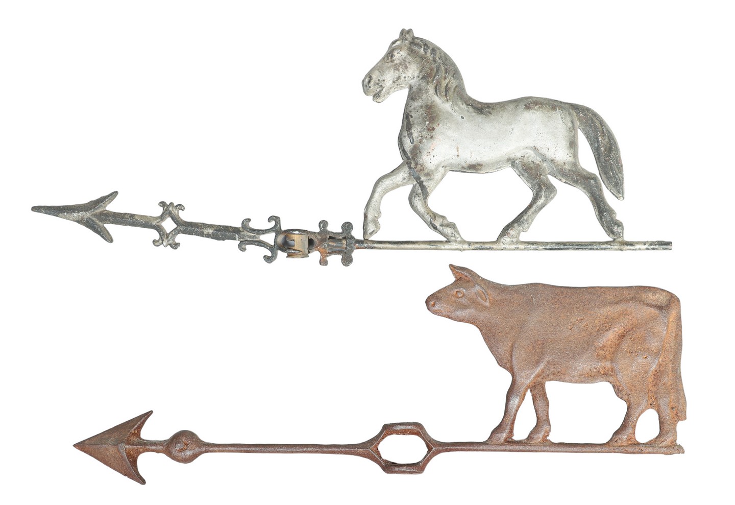  2 American horse and cow weathervanes 2e094c