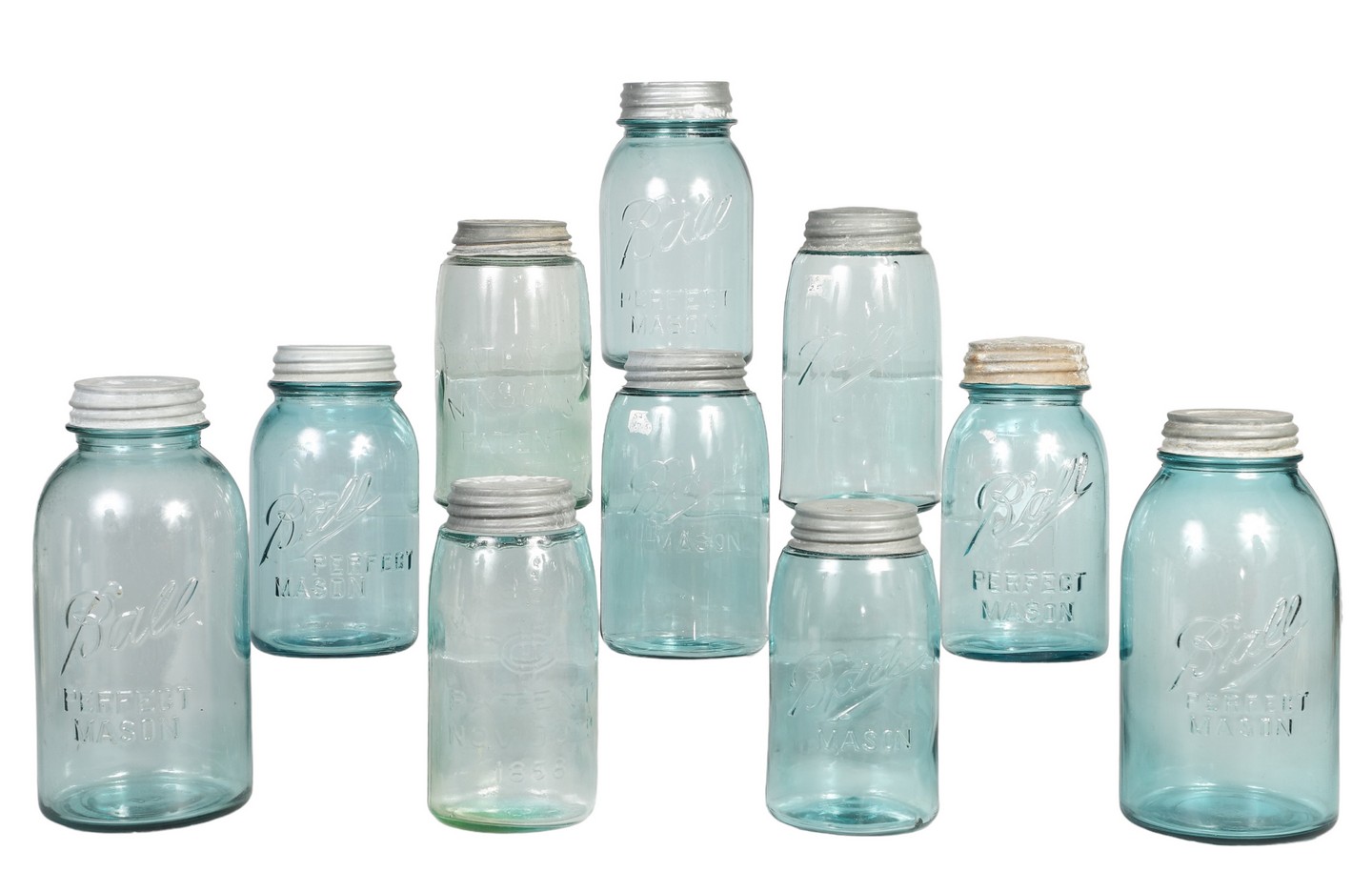  10 Blue Glass Jars to include 2e094e