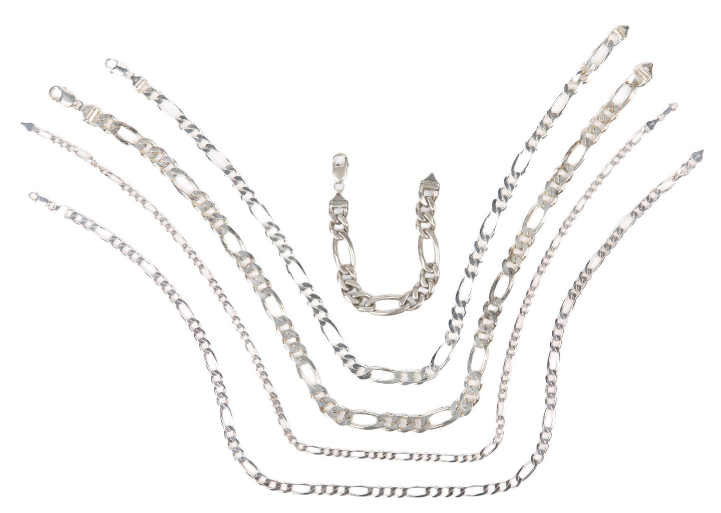  5 Sterling figaro chains and 2e0973