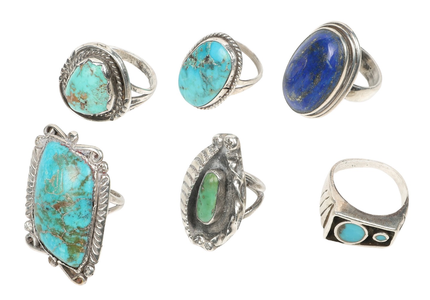 (6) Sterling and stone rings to