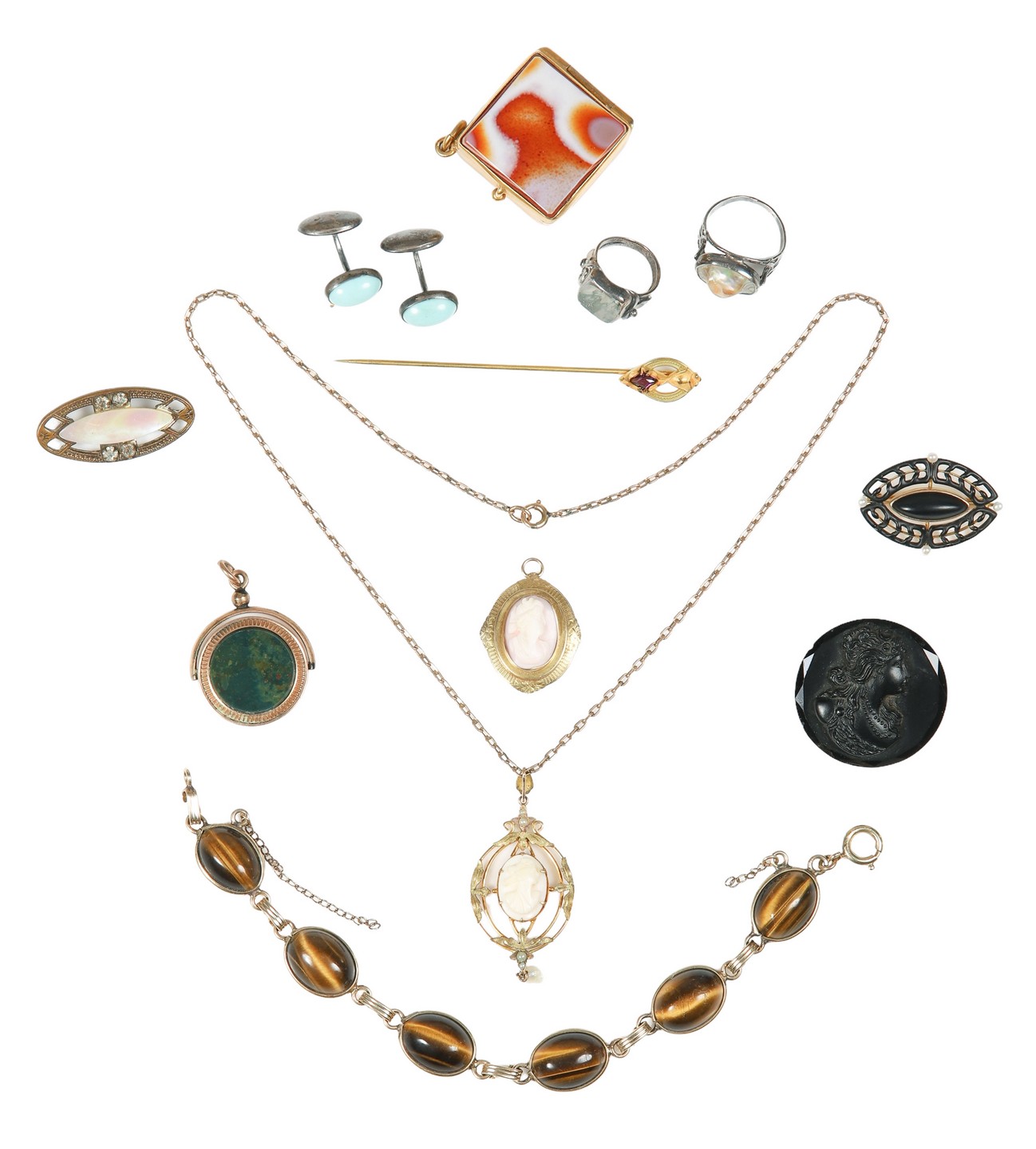 19th C jewelry grouping to include