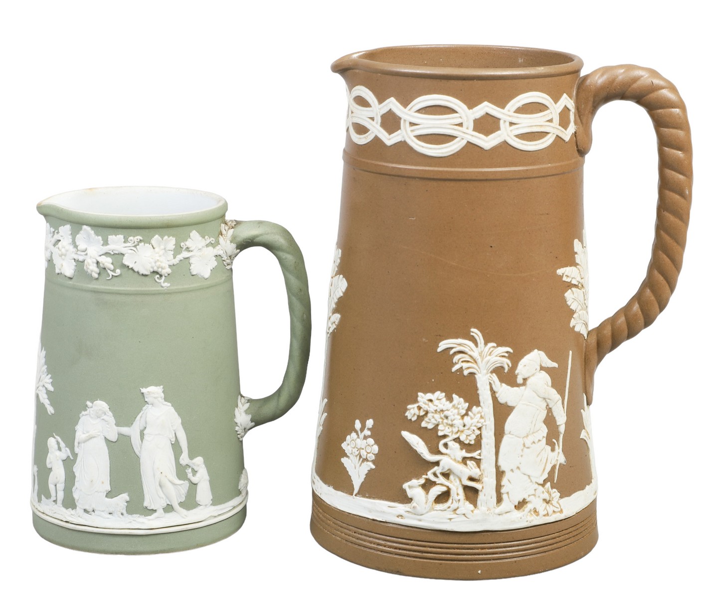 (2) Jasperware pitchers, c/o Wedgwood