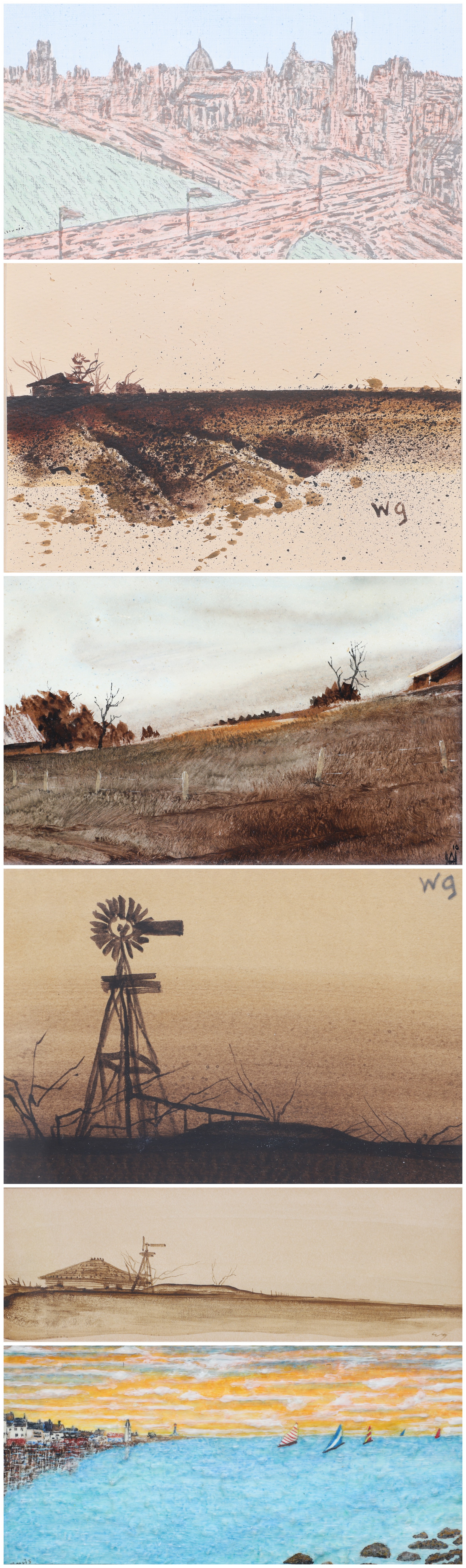 (6) Small Framed Paintings, farm