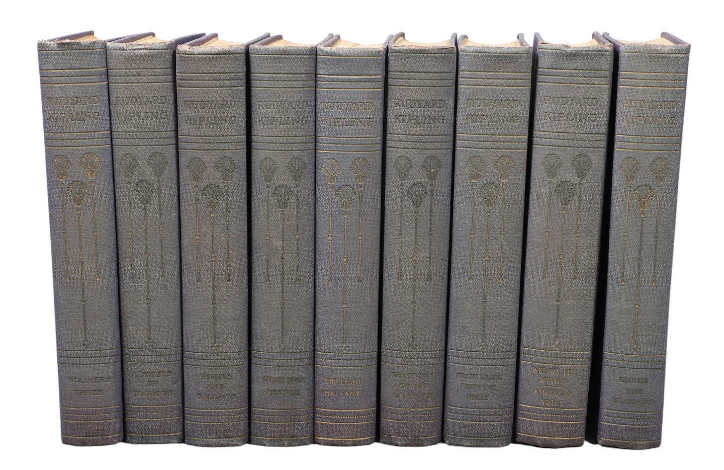 Nine volumes of a set of Rudyard