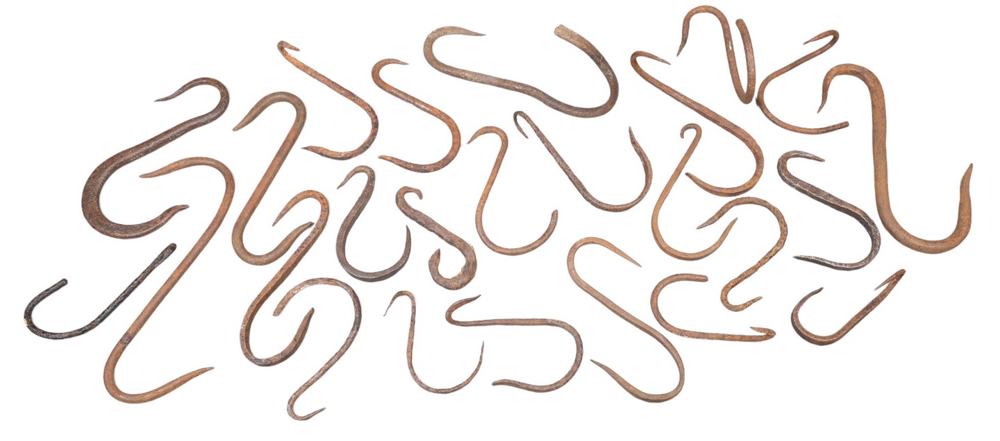  25 Wrought iron meat hooks largest 2e0a28