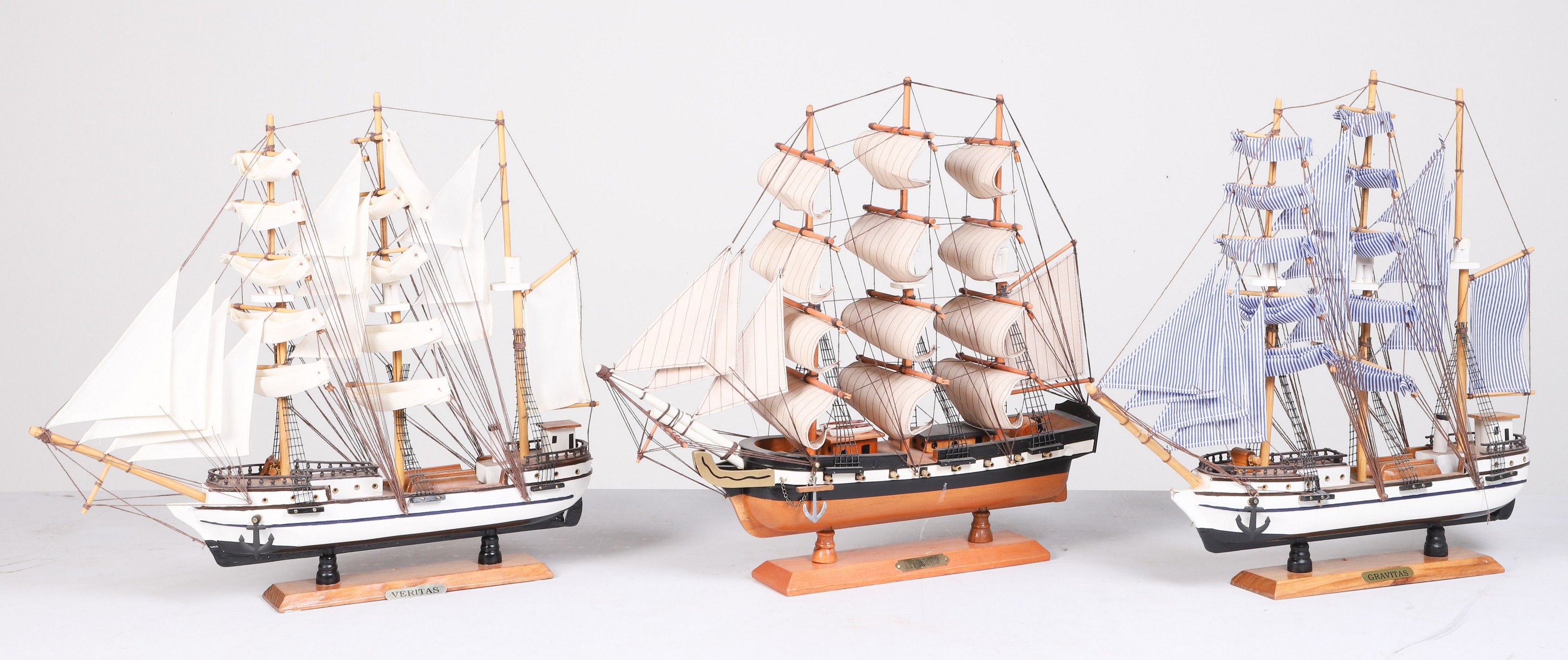 (3) Decorator model sail ships, USS