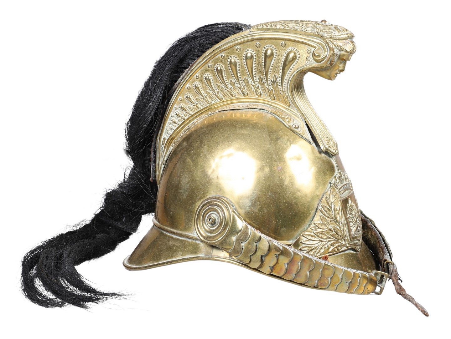 19th C Brass French Dragoon Helmet,