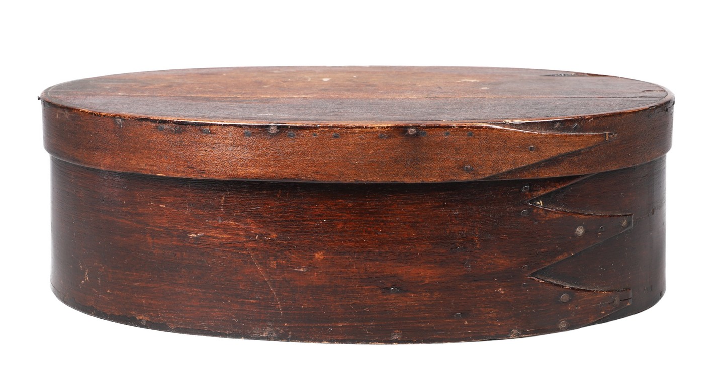 Shaker oval wood pantry box, bent
