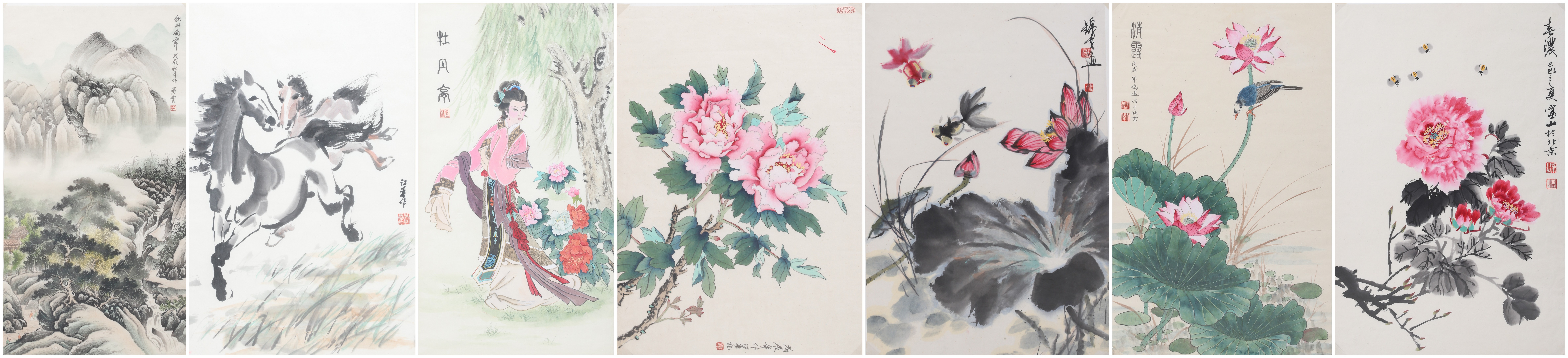 (7) Chinese watercolors on paper,