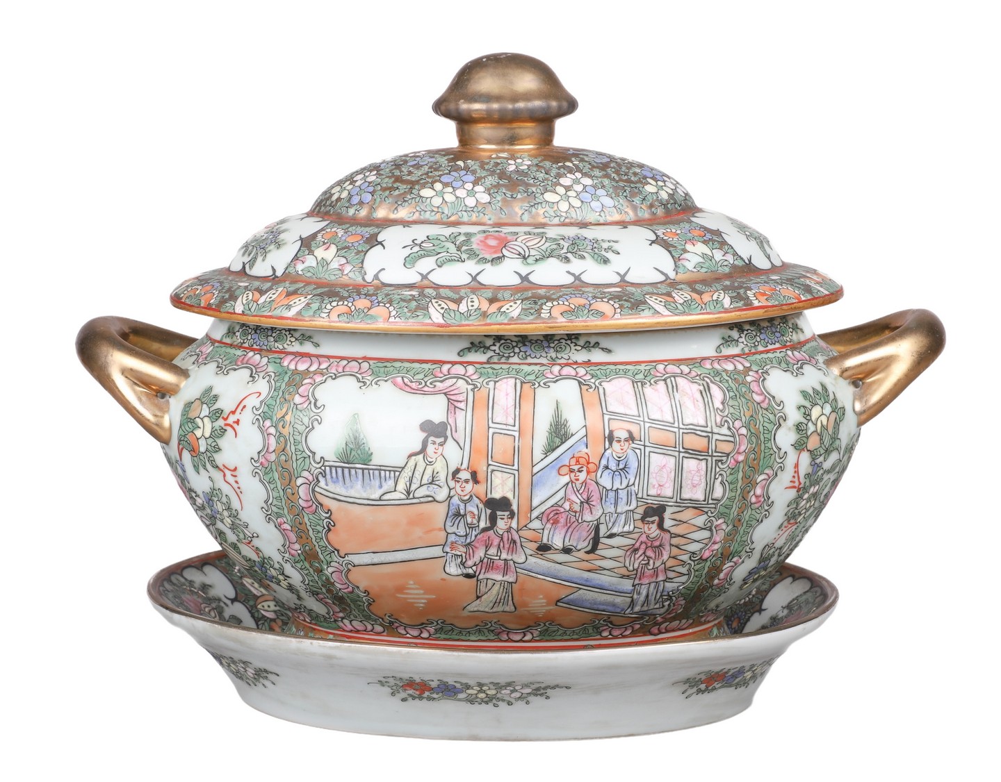 Chinese rose medallion covered tureen