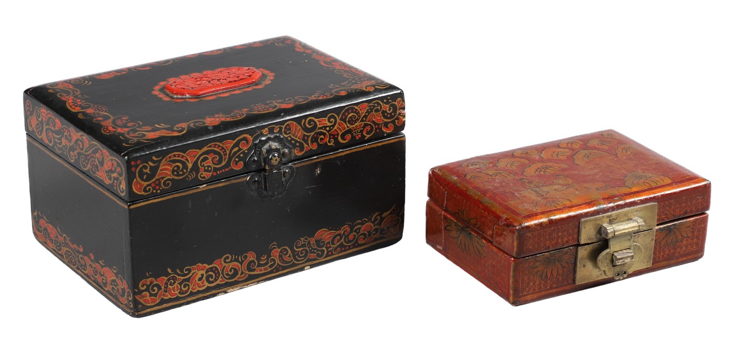  2 Chinese lacquer hinged boxes  2e0aa9