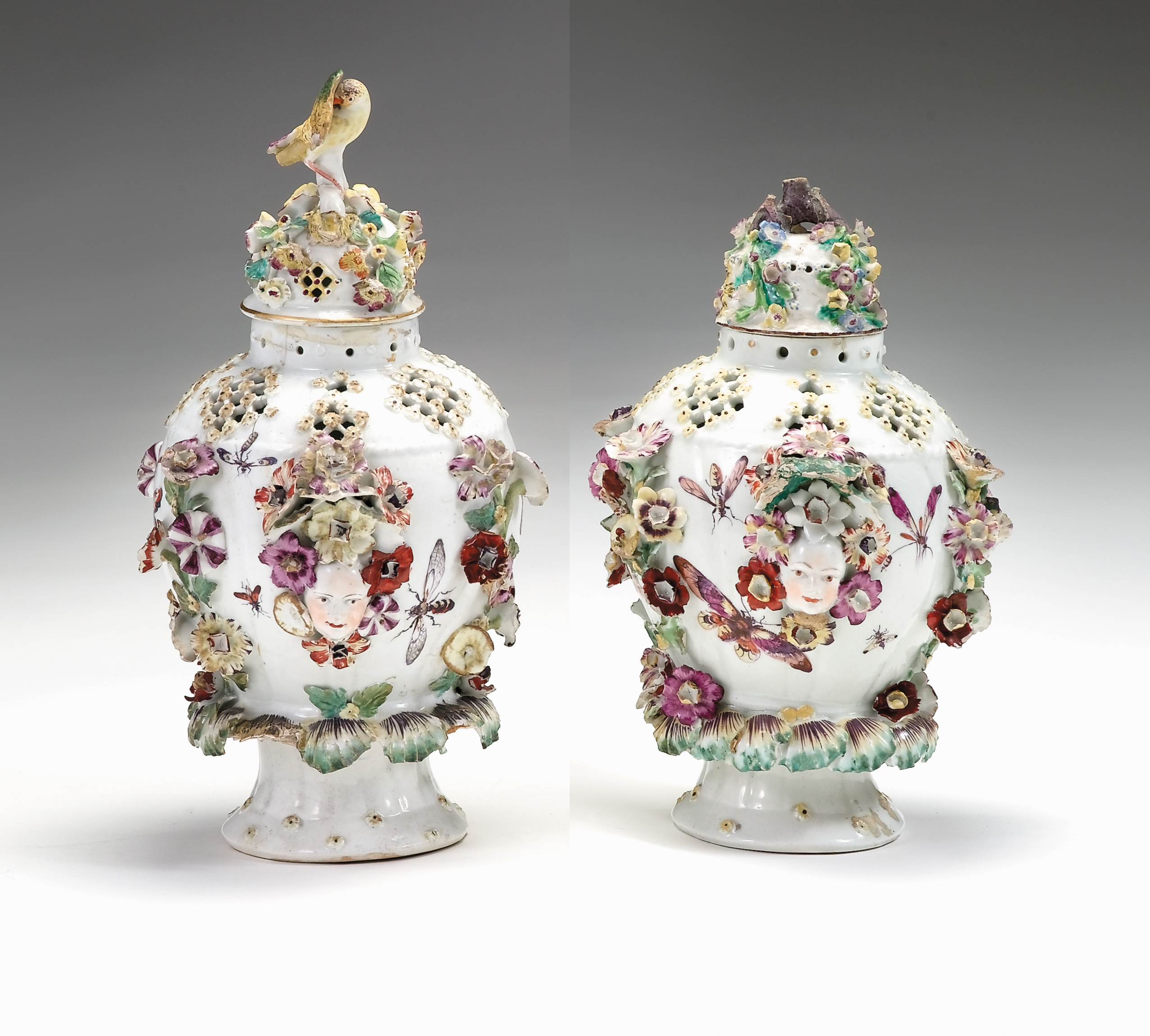 Pair of English painted 'frill'