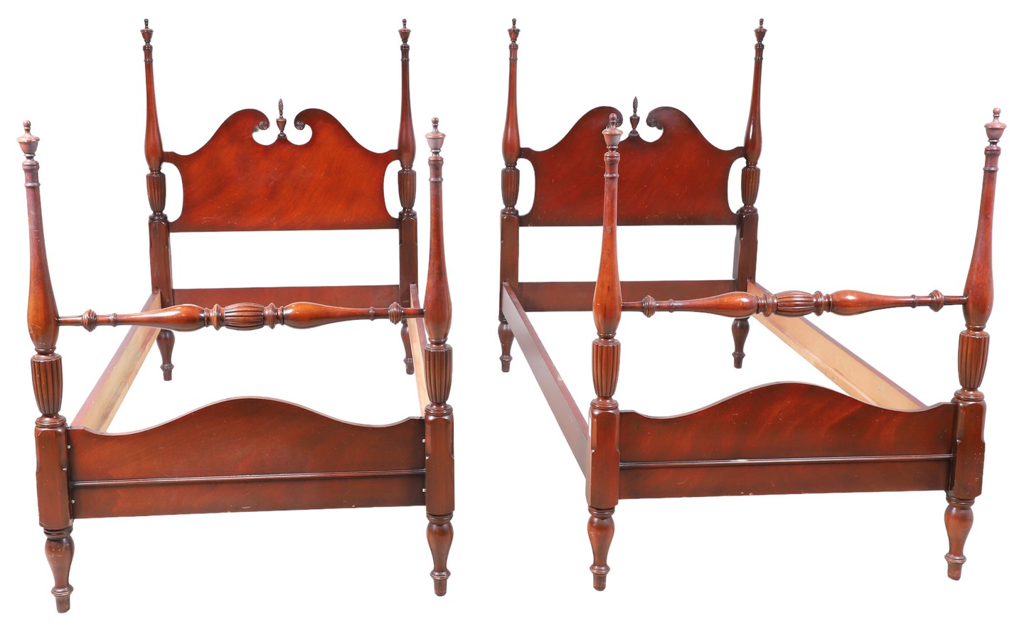 Pair Sheraton style mahogany twin