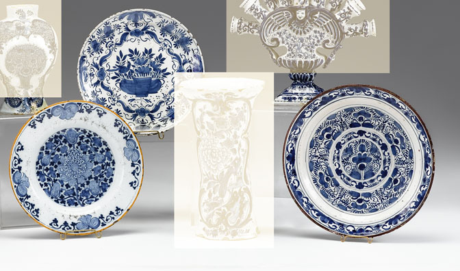Three Delft blue & white plates    late