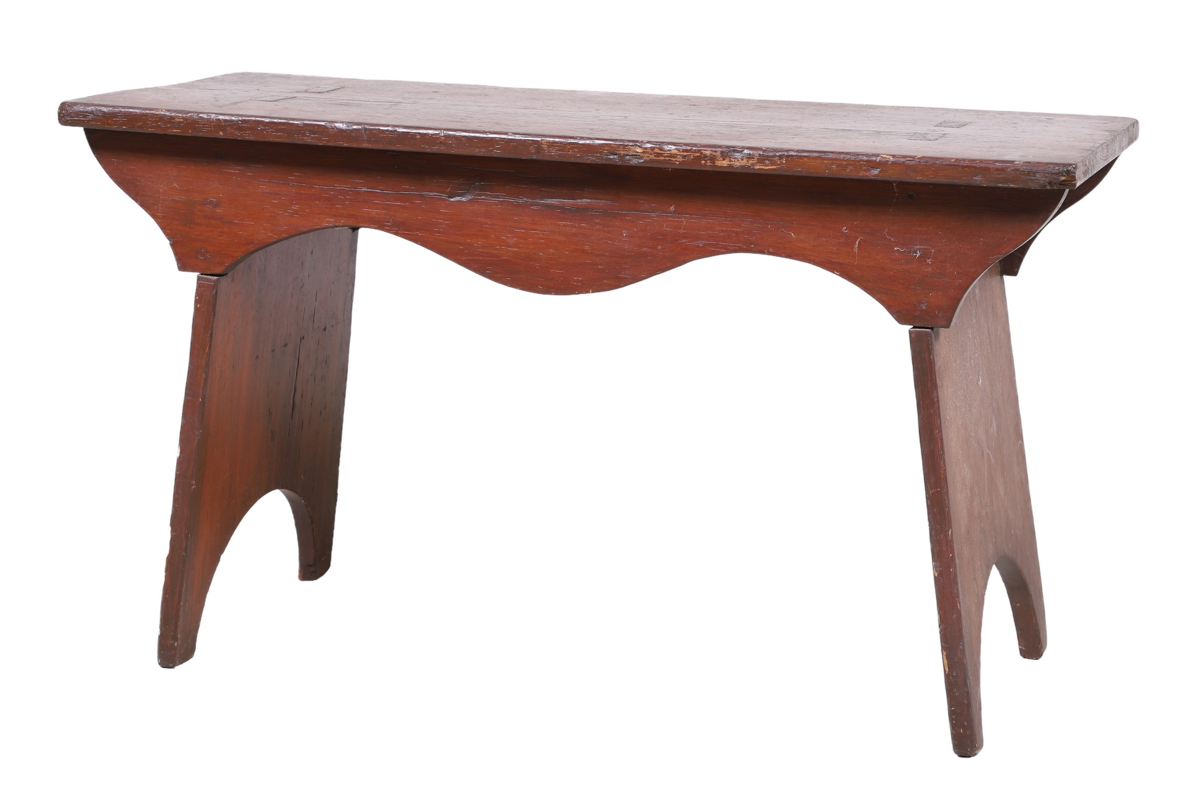 Pine scalloped water bench, scalloped