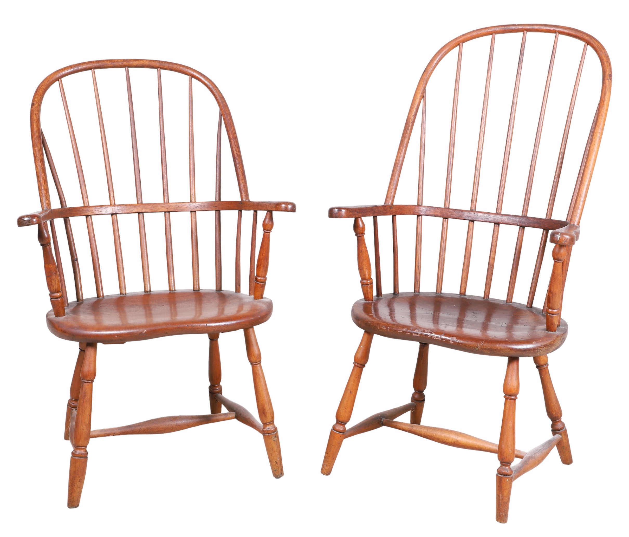 Pair bowback Windsor armchairs,