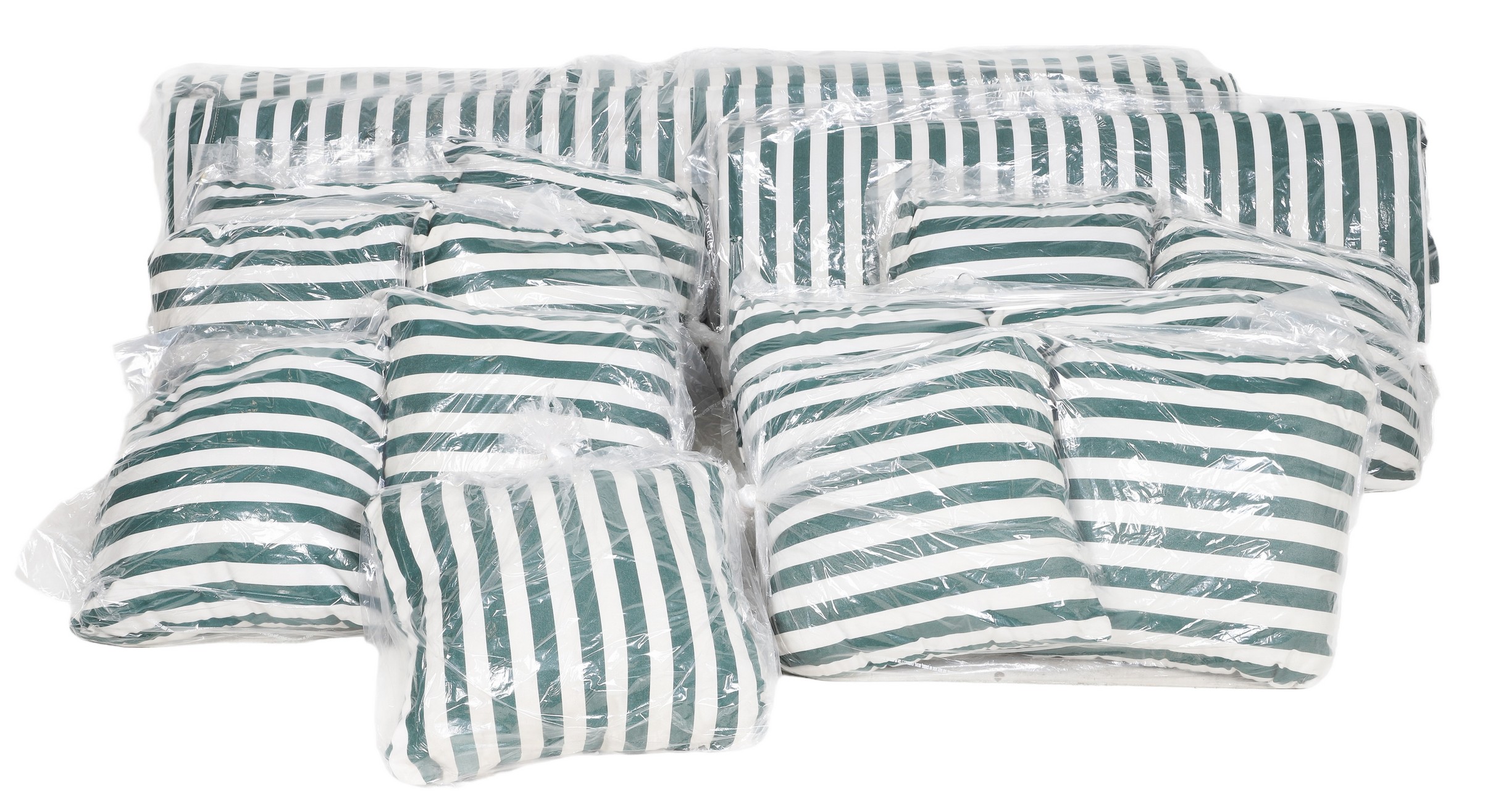 Green and white striped patio furniture