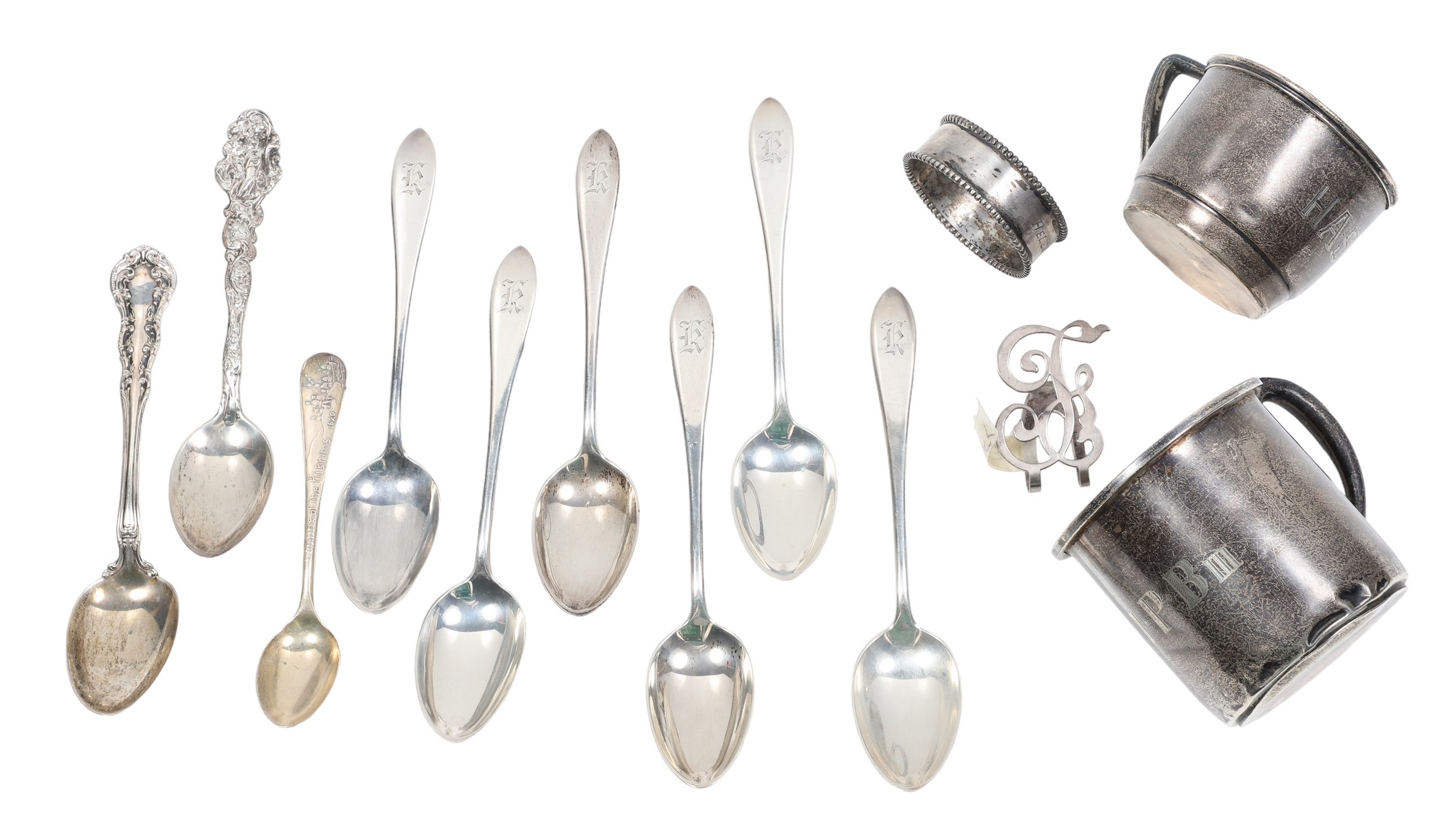 Sterling childs cups and assorted flatware