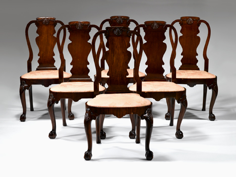 Set of six George II style walnut