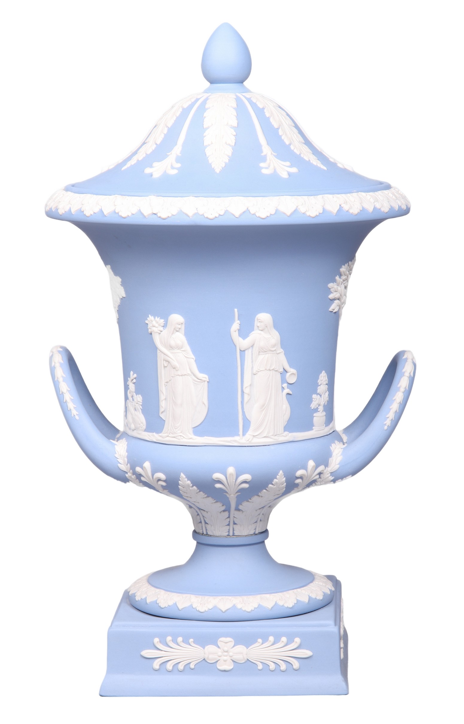 Wedgwood white on blue Jasperware two