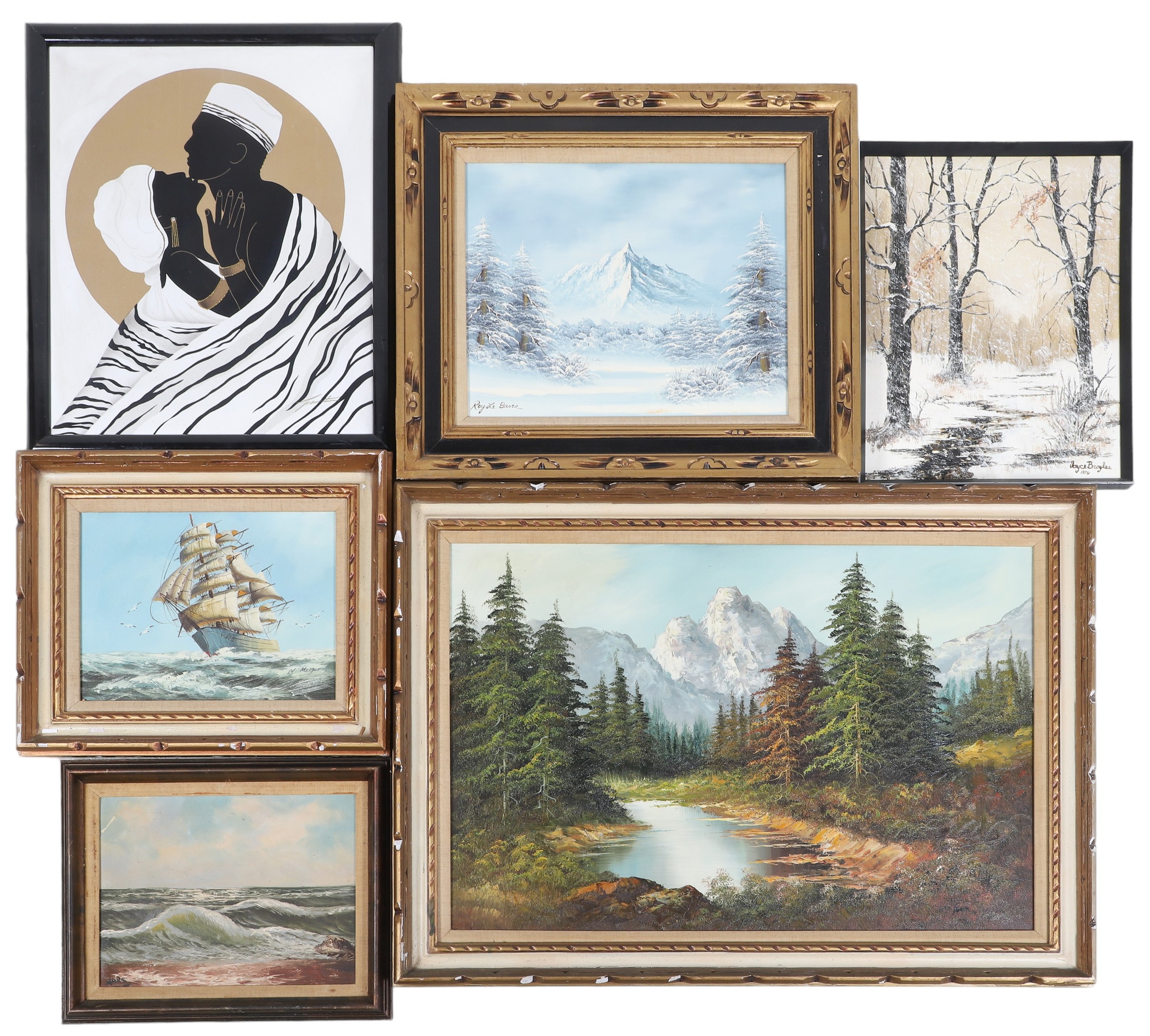  6 Framed Oil Paintings depicting 2e0c0f