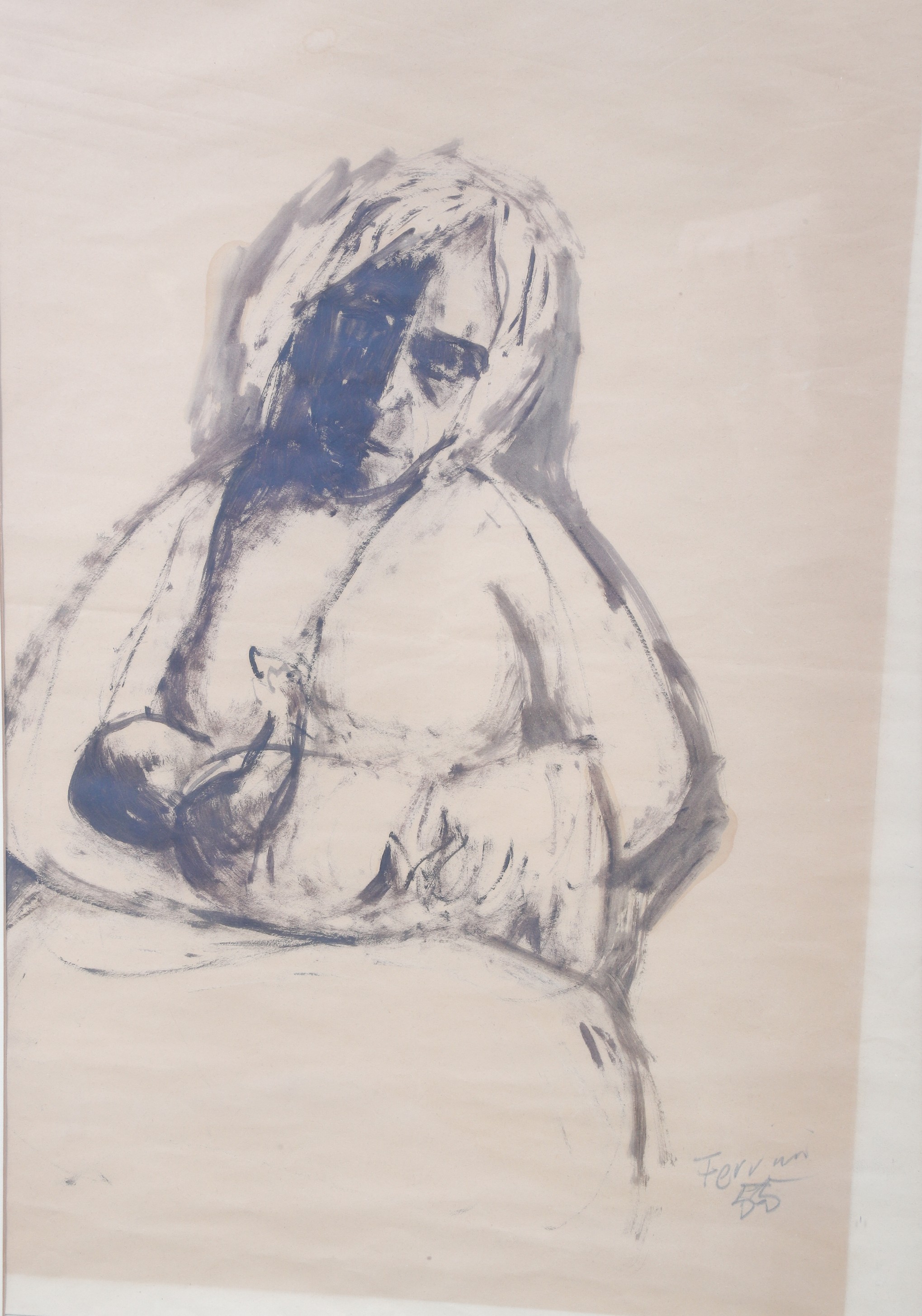 "Expressionist Drawing of Woman