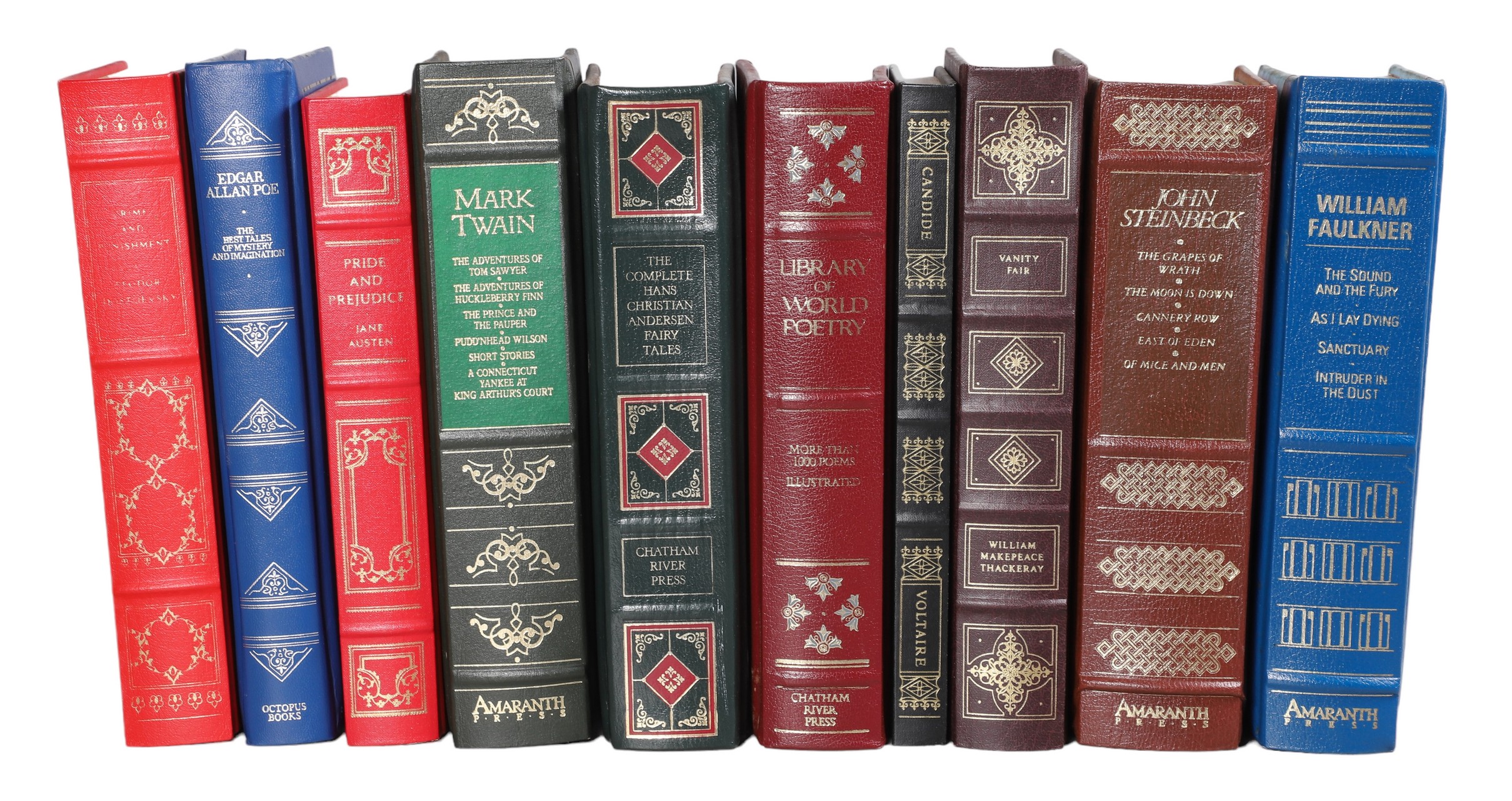 Ten works of classic fiction printed