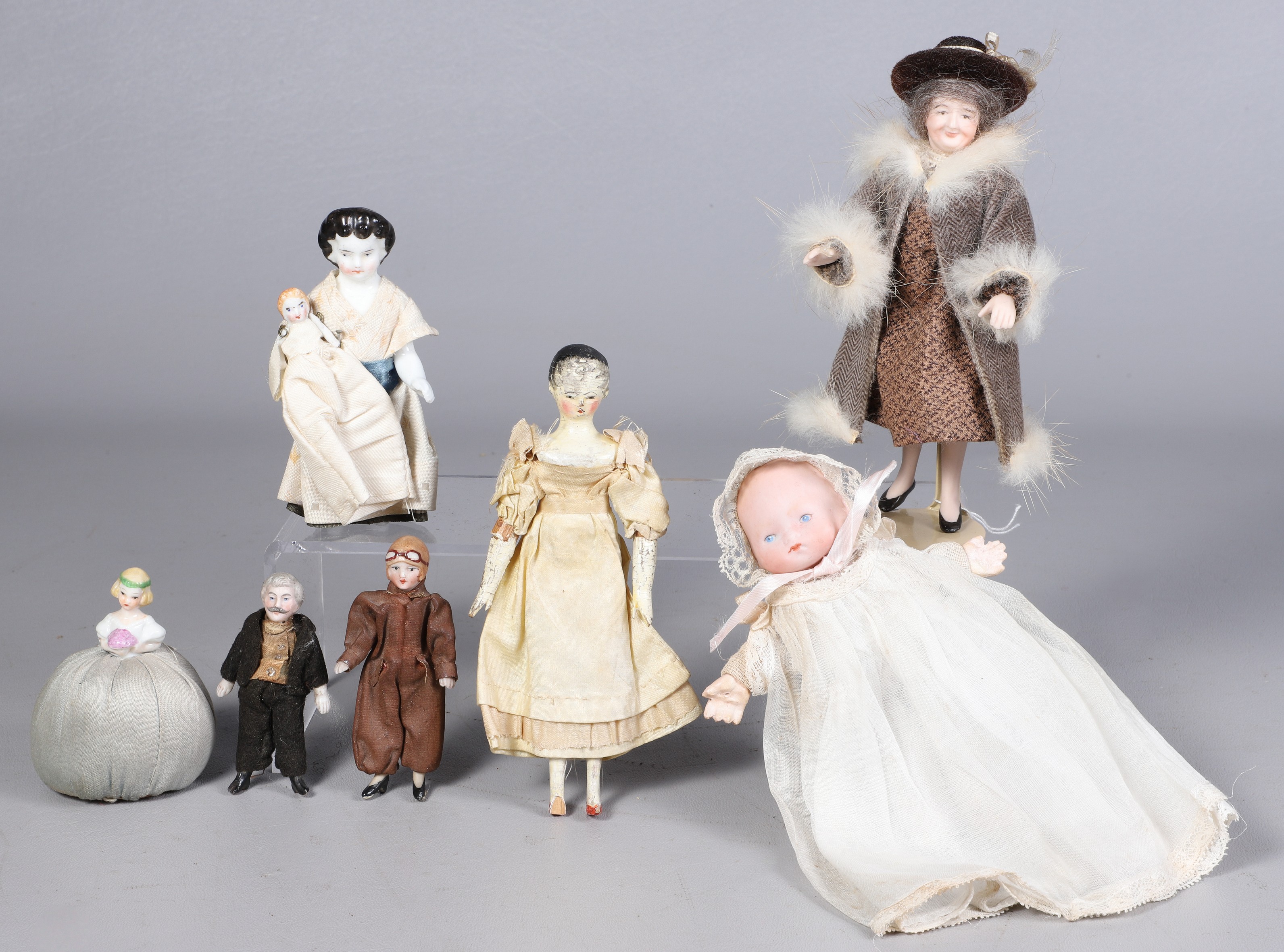(7) Miniature dolls, c/o bisque