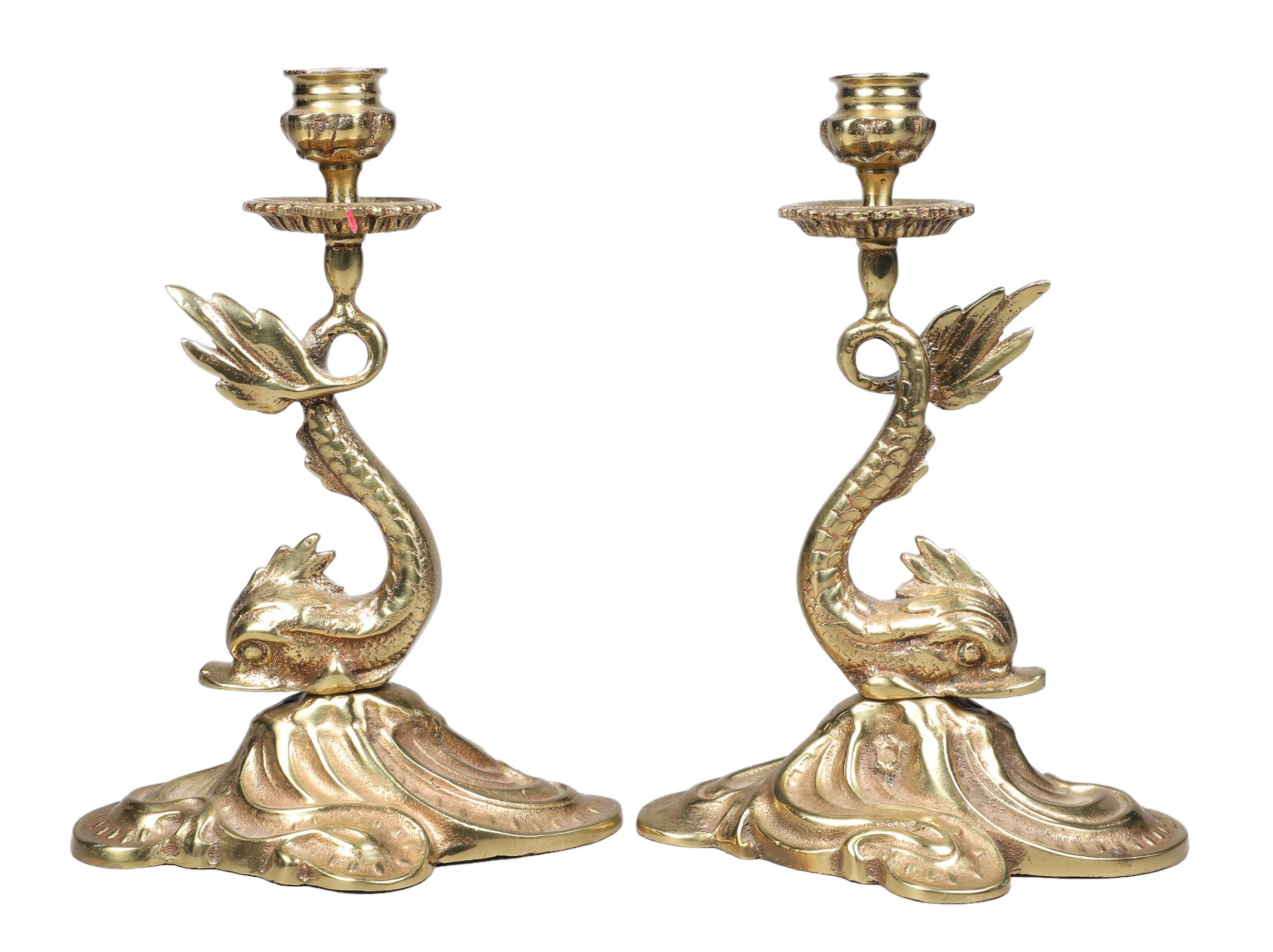 Pair of brass inverted dolphin 2e0c7a