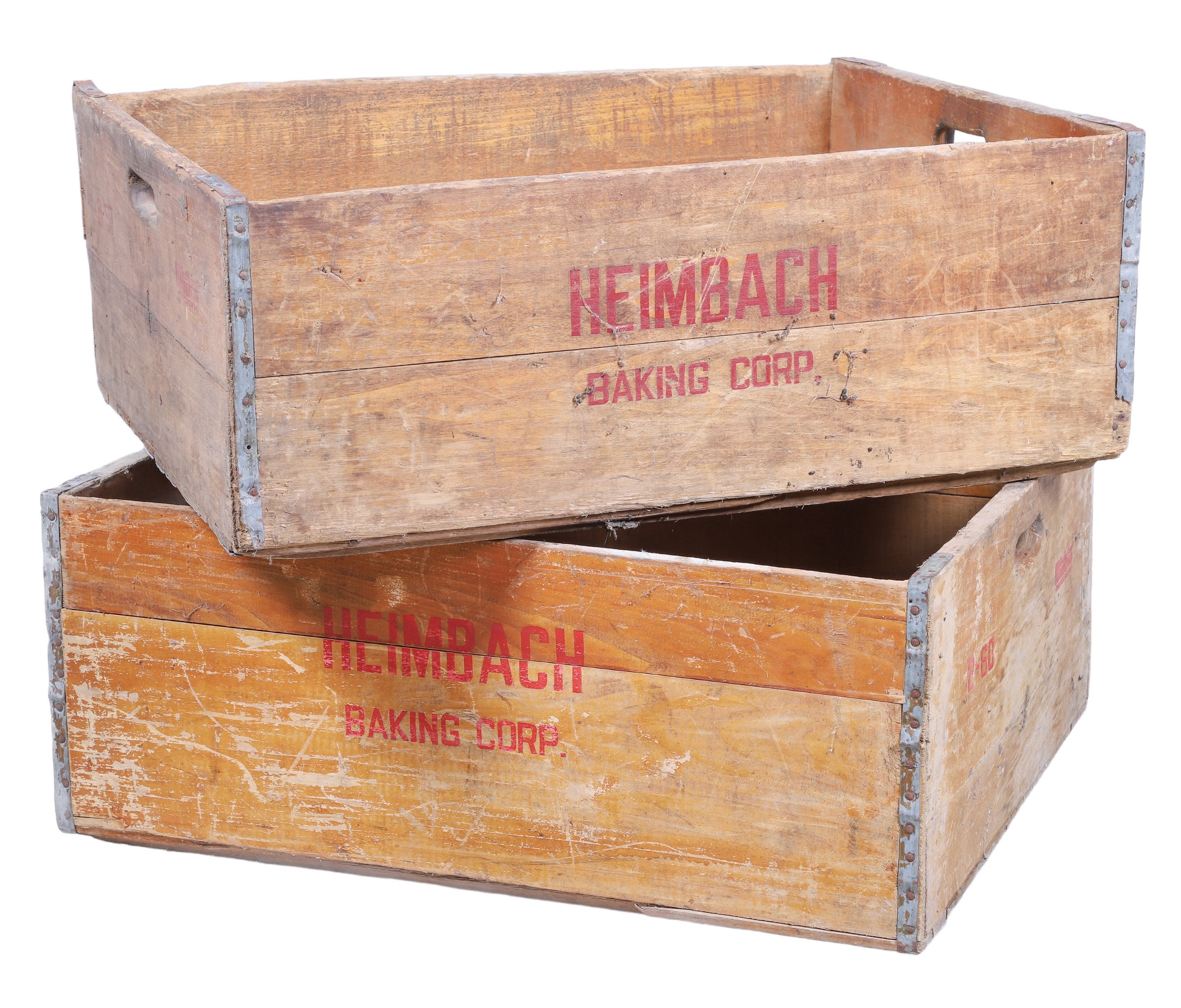 (2) Heimbach Bread bins, pine slatted