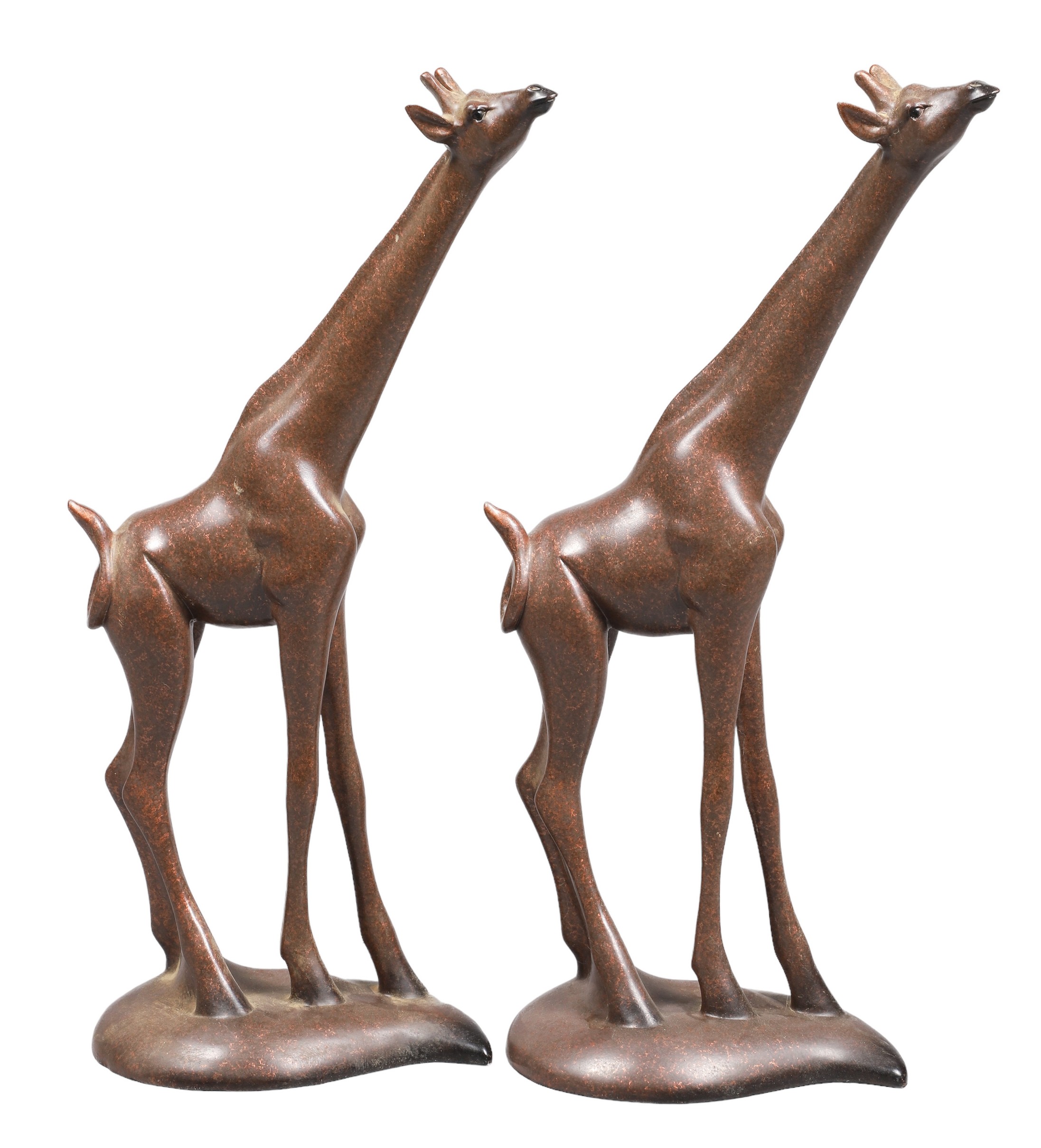 Pair of molded composite giraffe Figurines,