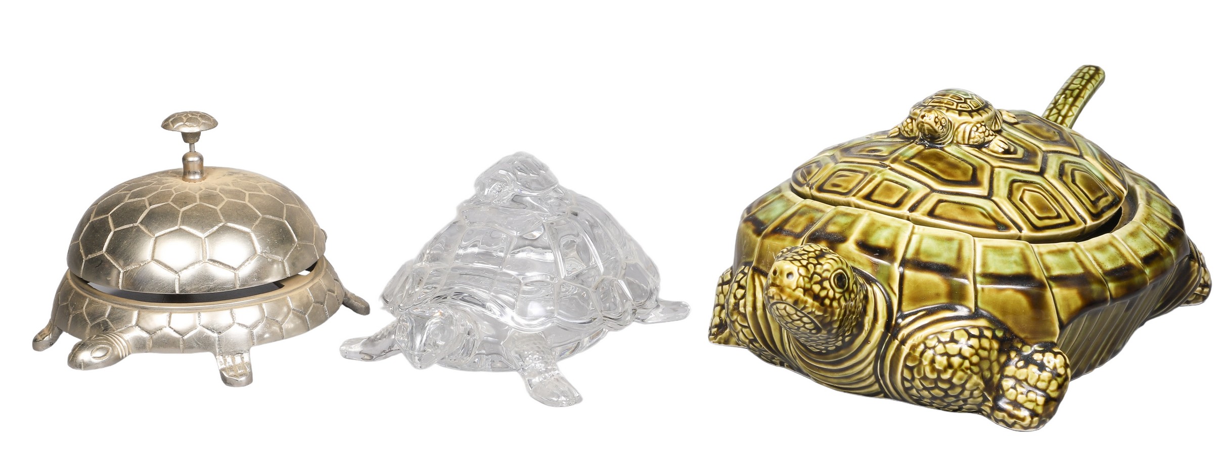 (3) Large turtle items, c/o glass