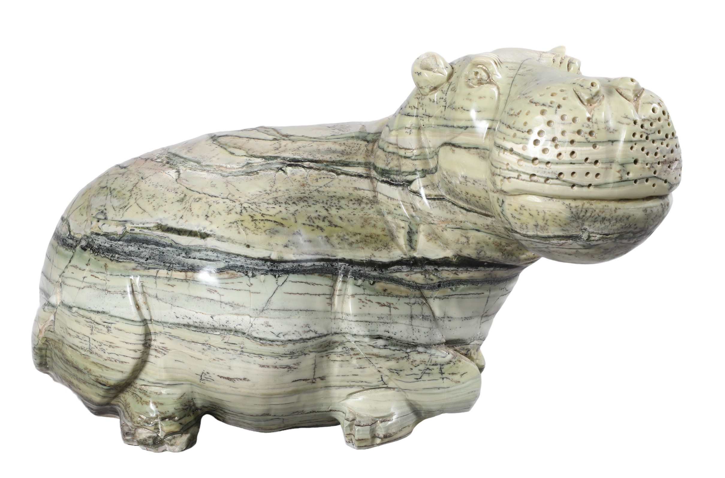 Carved stone hippopotamus figure  2e0c9a