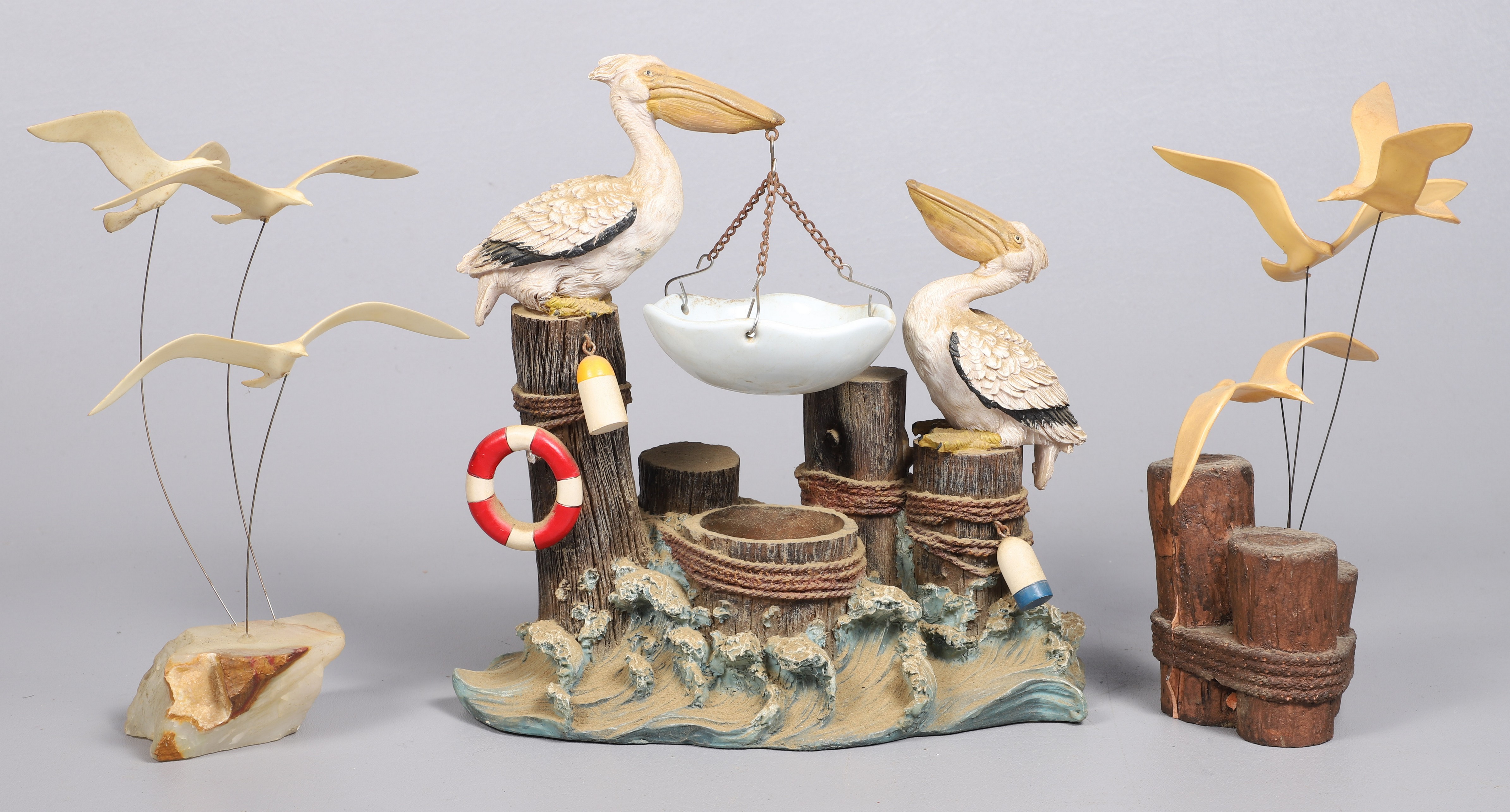 (3) Sea bird sculptures, c/o 1974
