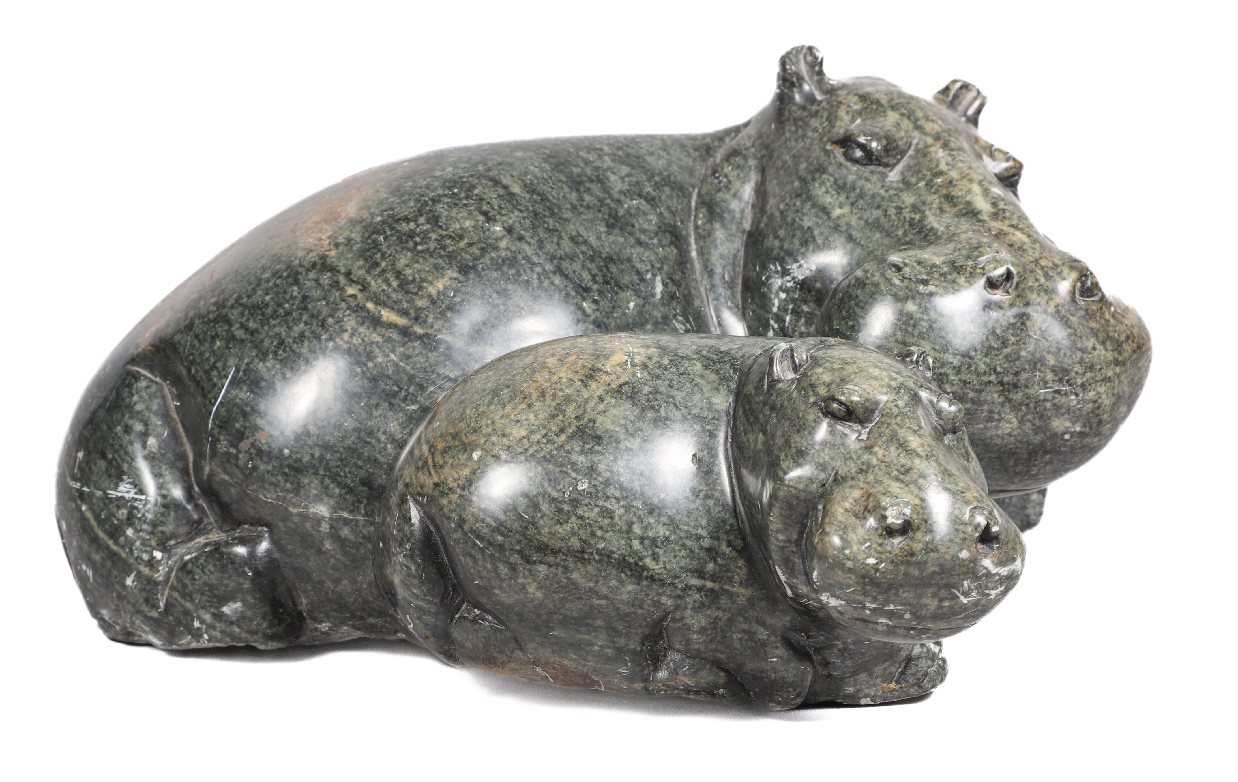 Carved green stone double hippopotamus 2e0cb3