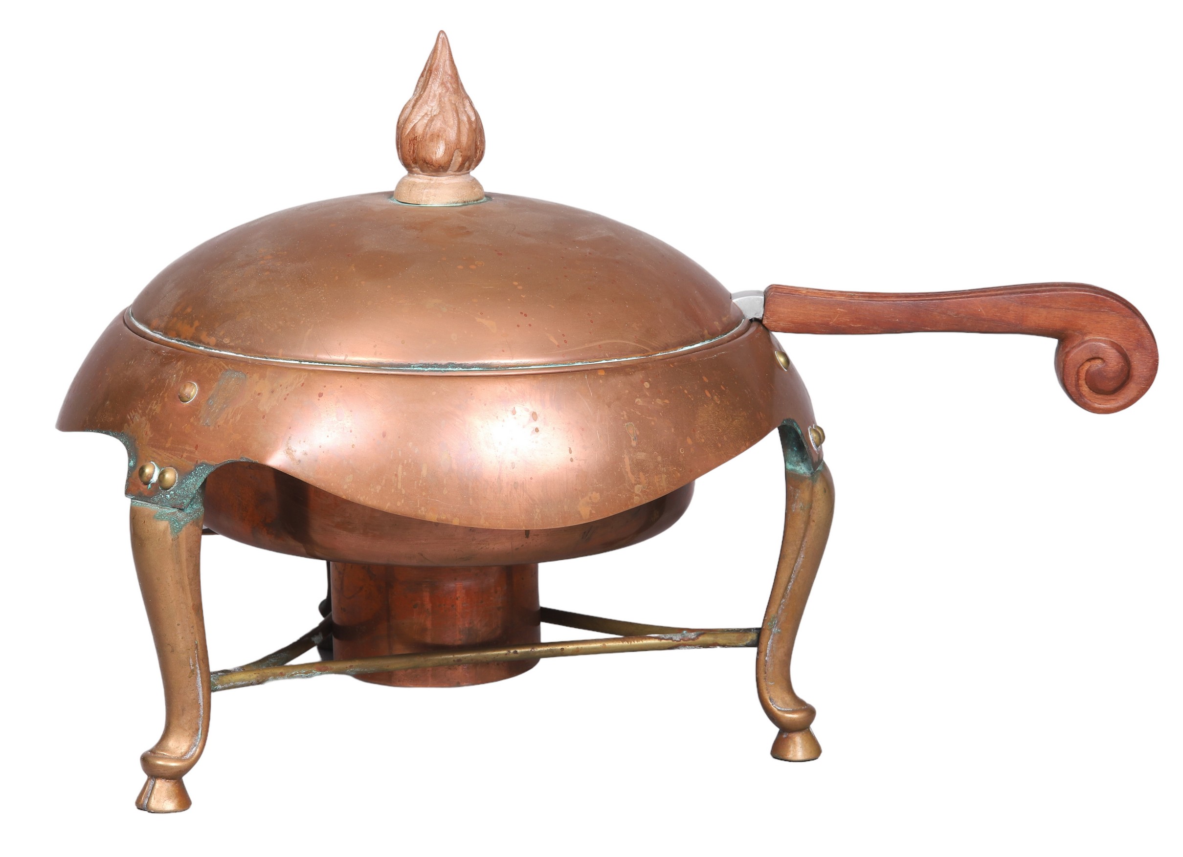 JC Moore copper & brass chafing dish,