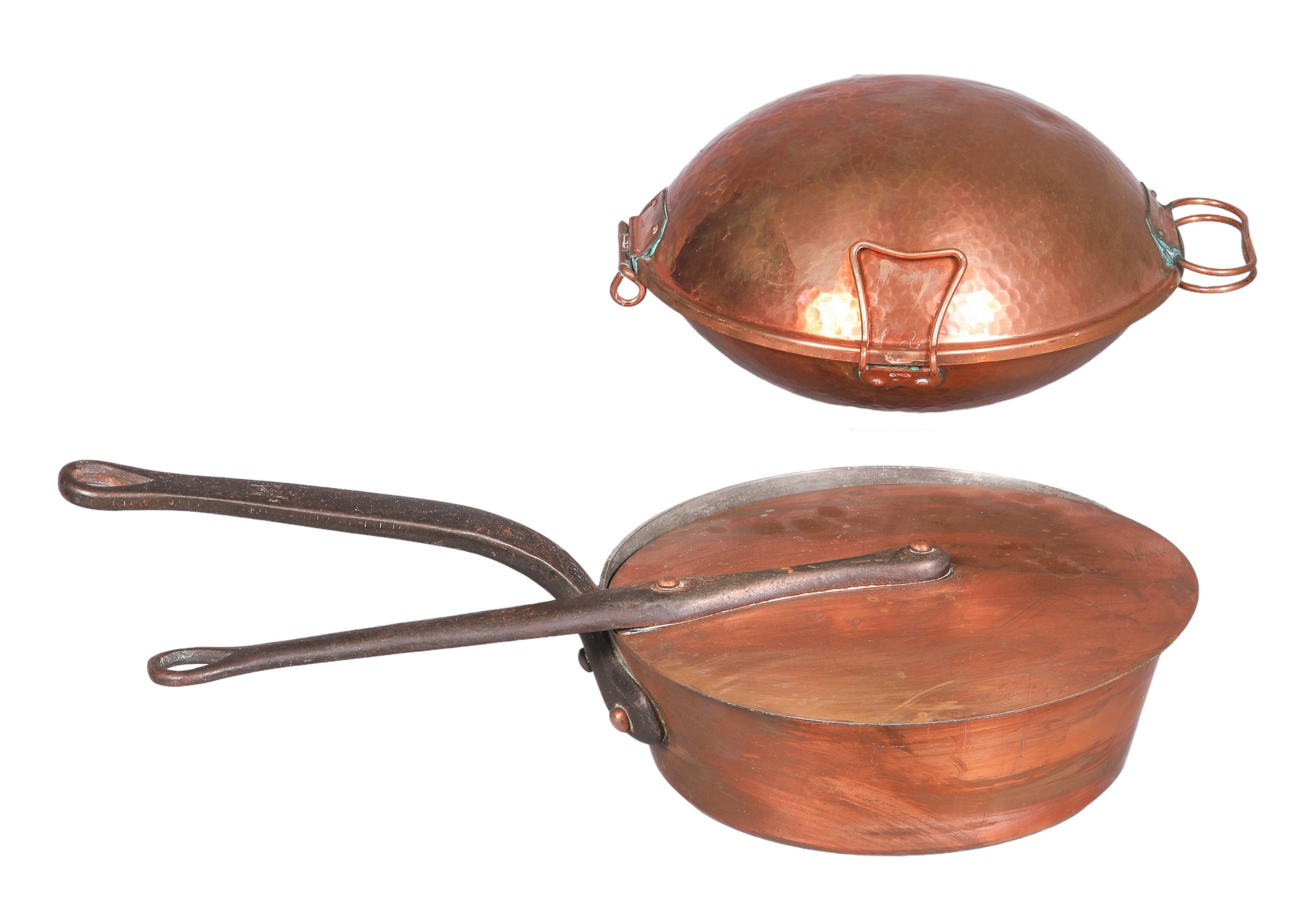 (2) Copper pots, c/o 10-1/2" dia