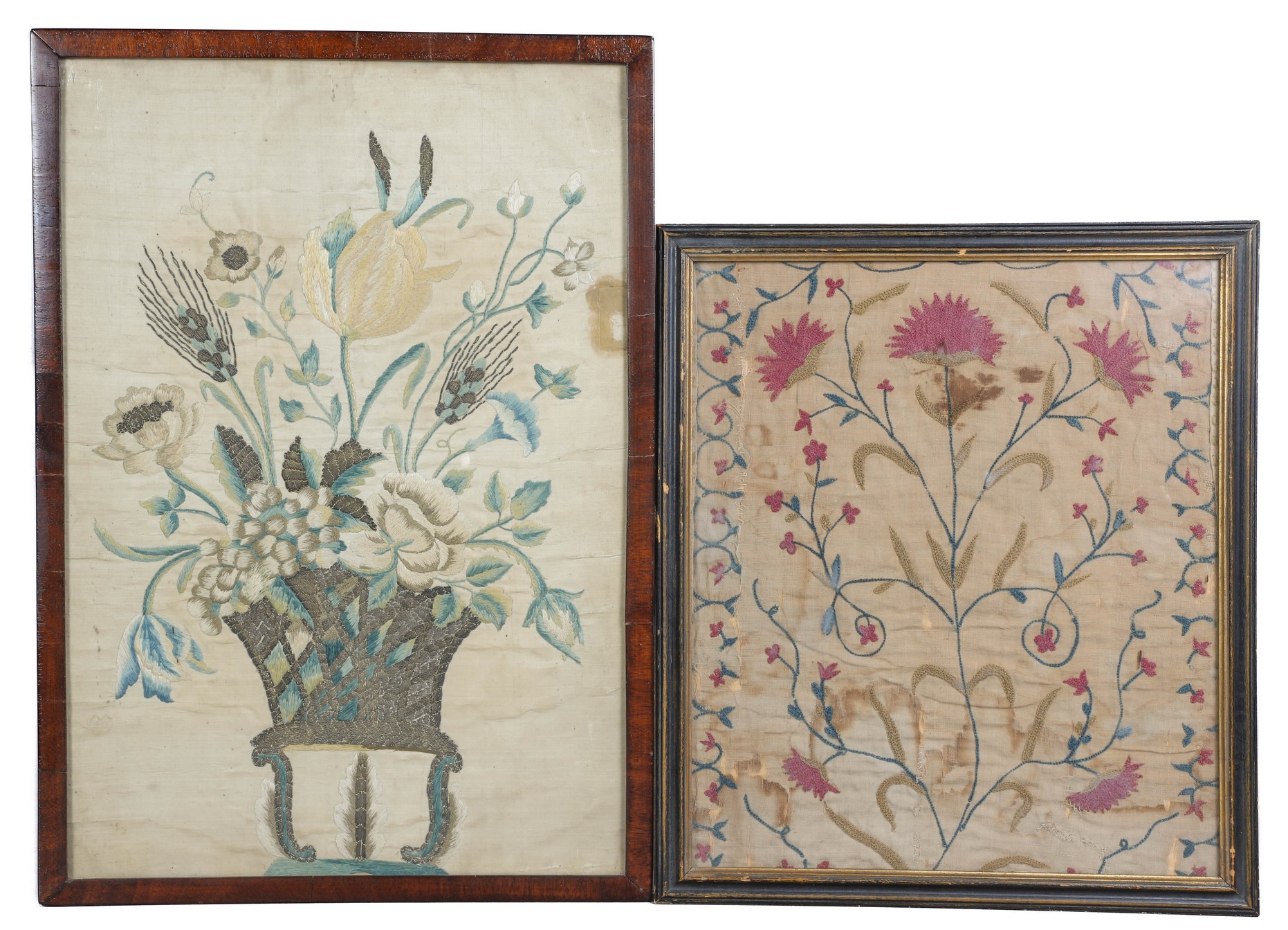  2 Framed Floral Embroideries  2e0ccb