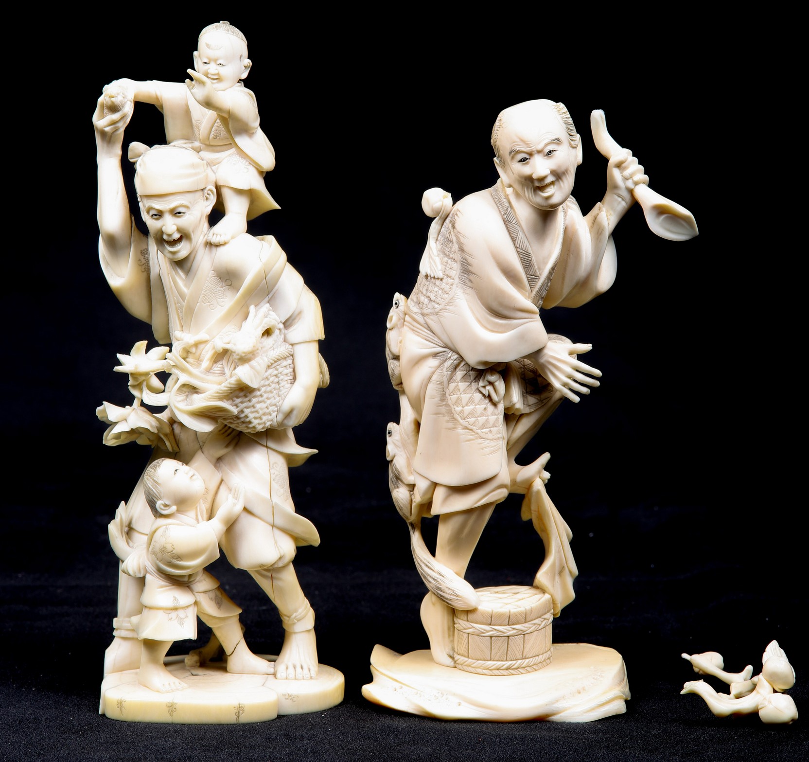 (2) Carved ivory figures to include